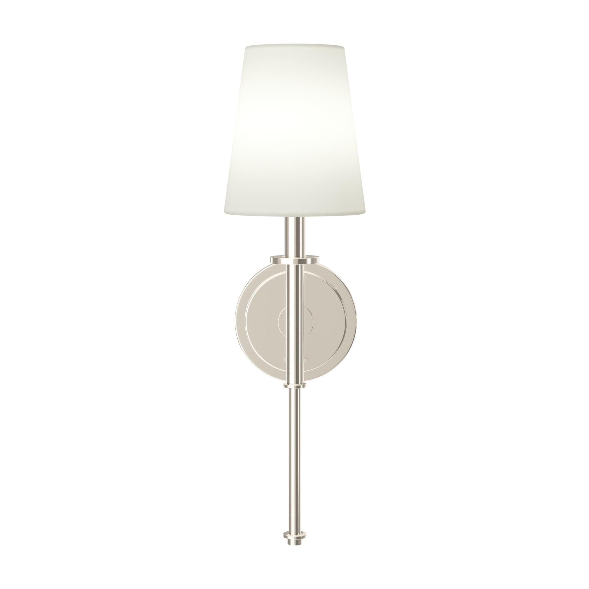 Shown in Polished Nickel finish and Fabric shade