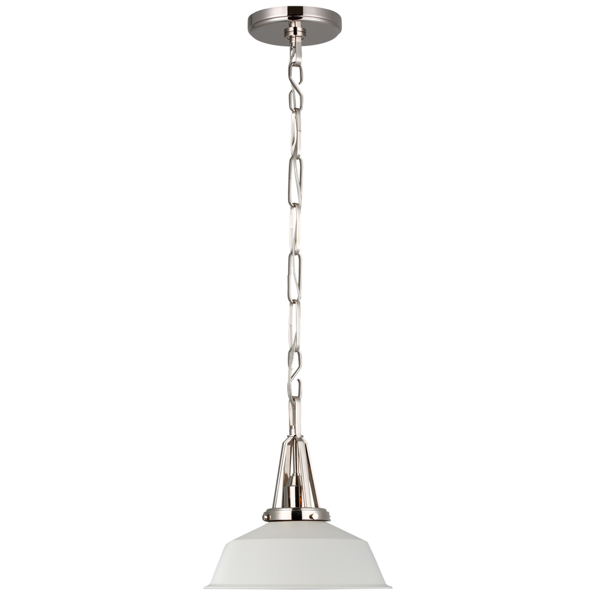 Shown in Polished Nickel finish and Matte White shade