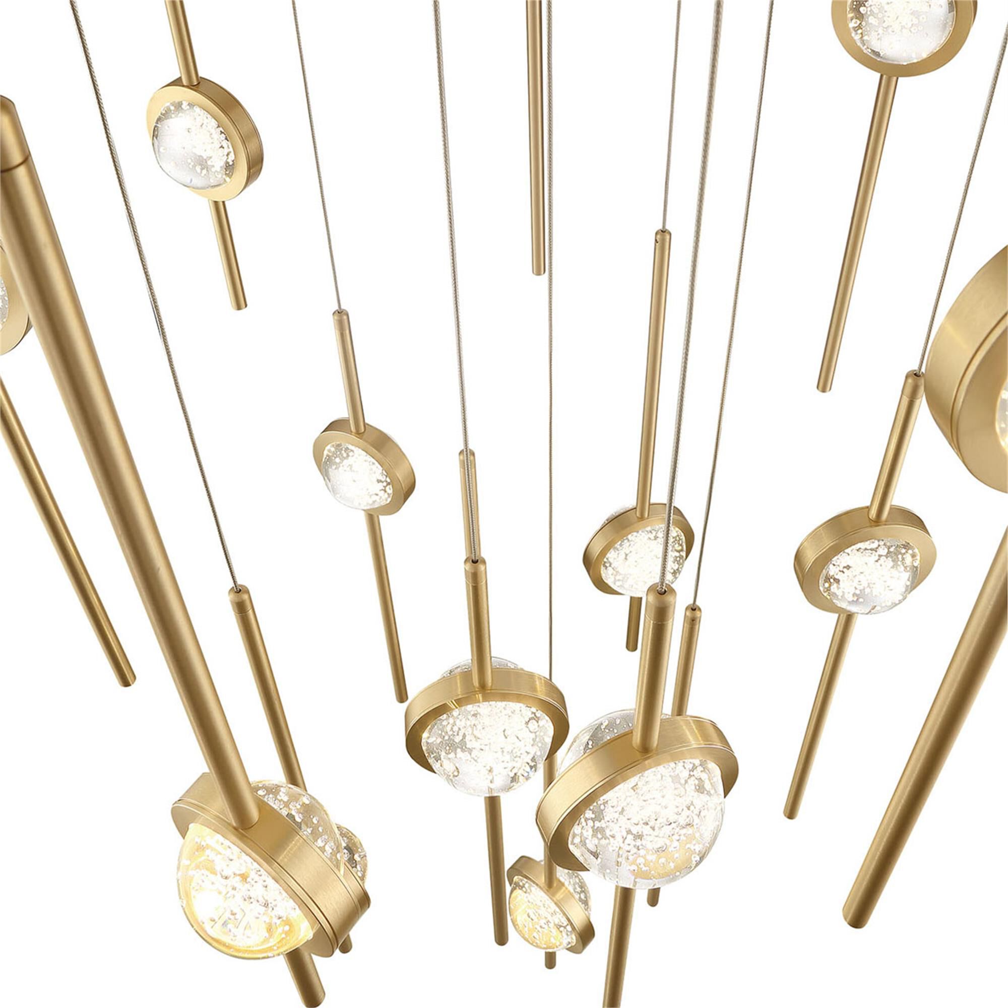 Shown in Brass Anodized Aluminum finish and Clear Seeded Orb glass and Aluminum Rods shade