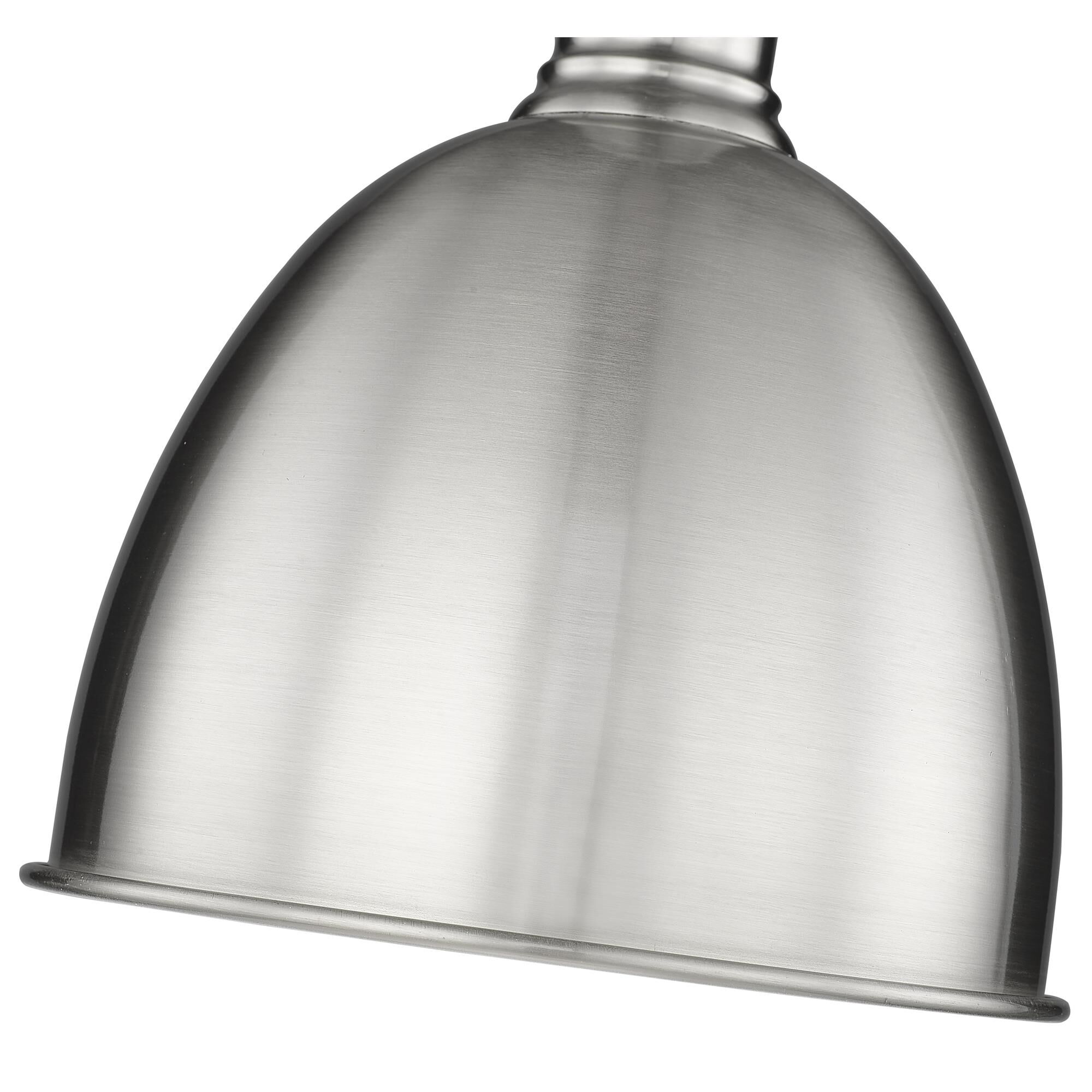 Shown in Brushed Nickel finish and Brushed Nickel shade