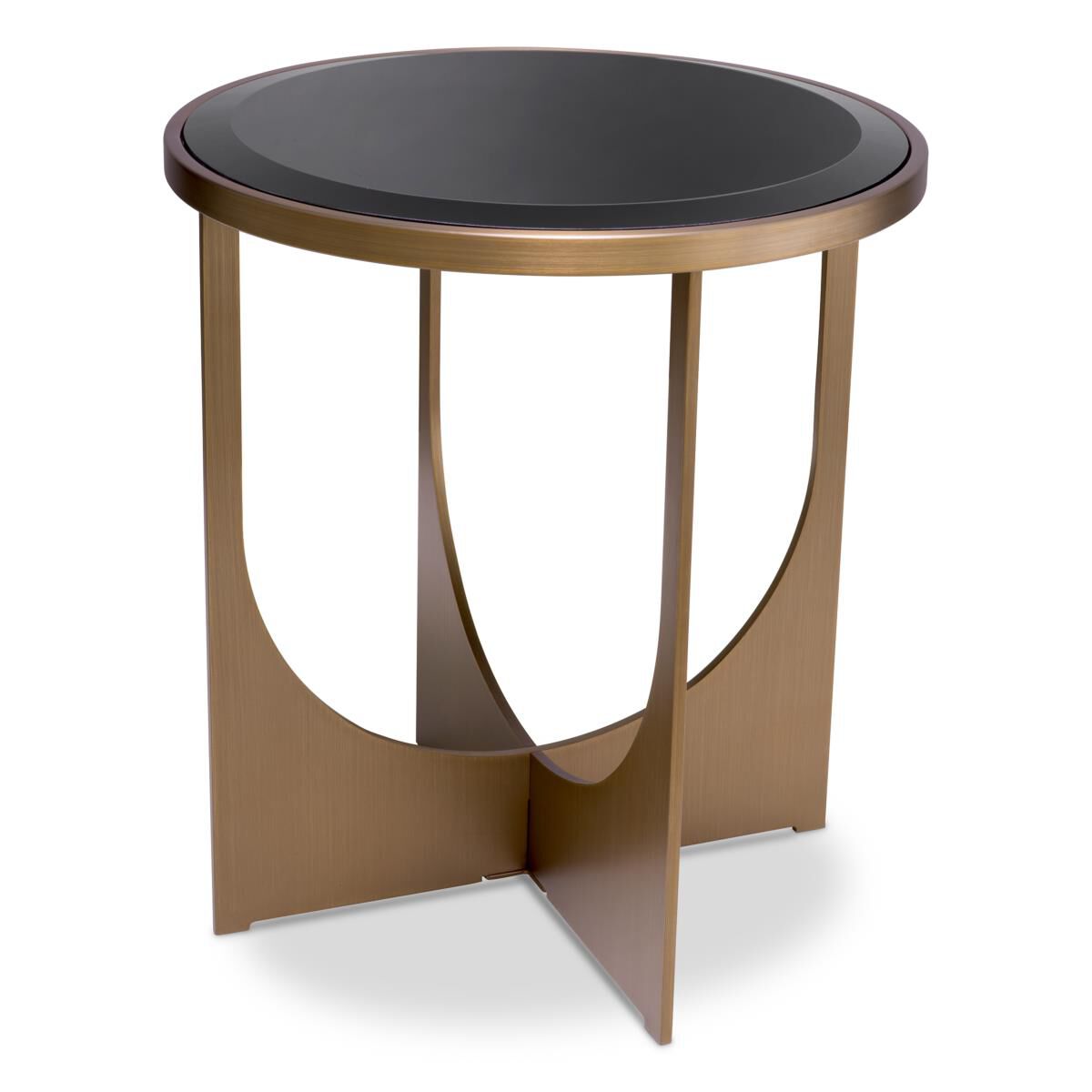 Shown in Brushed Brass, Bevelled Black Glass finish