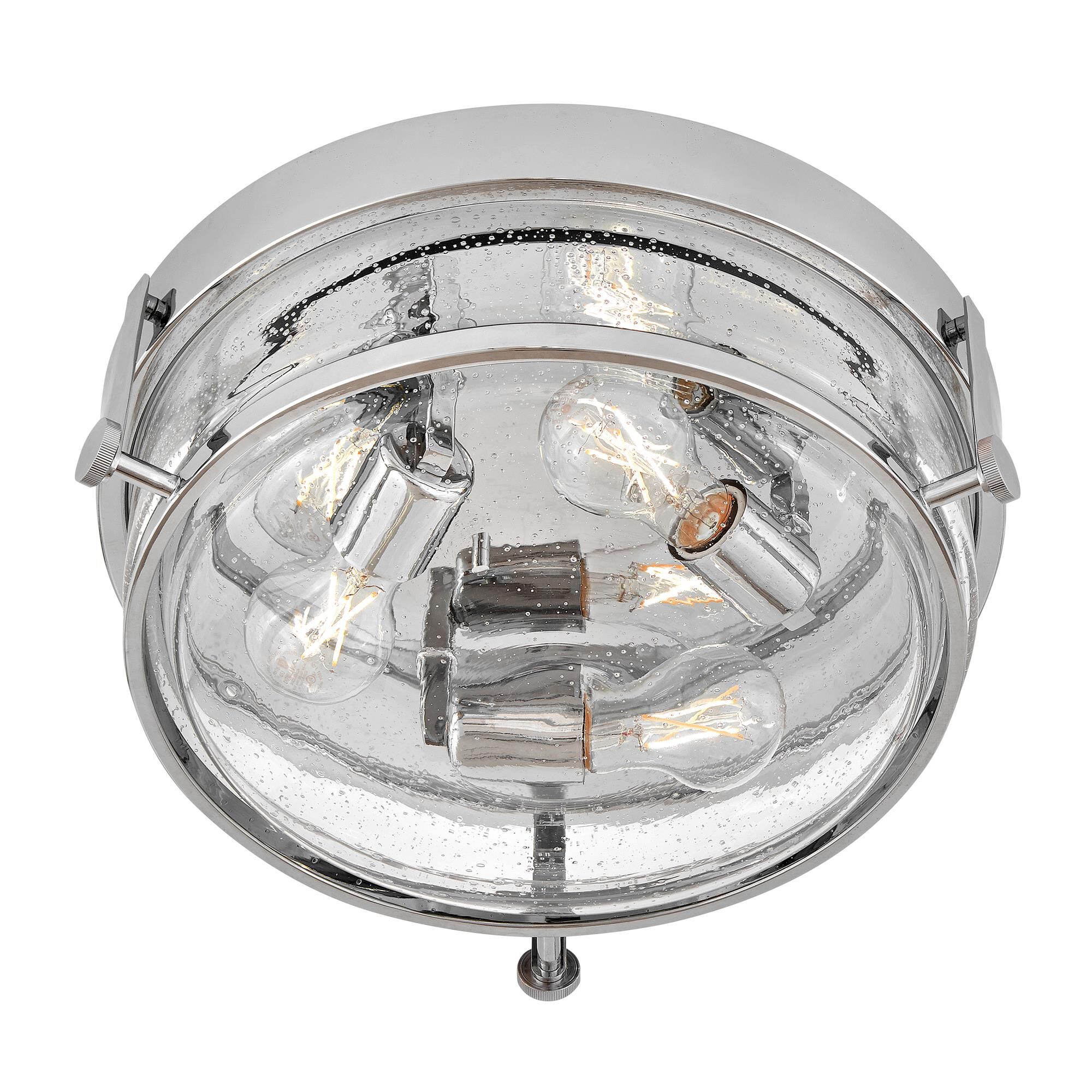 Shown in Chrome finish and Clear Seedy glass