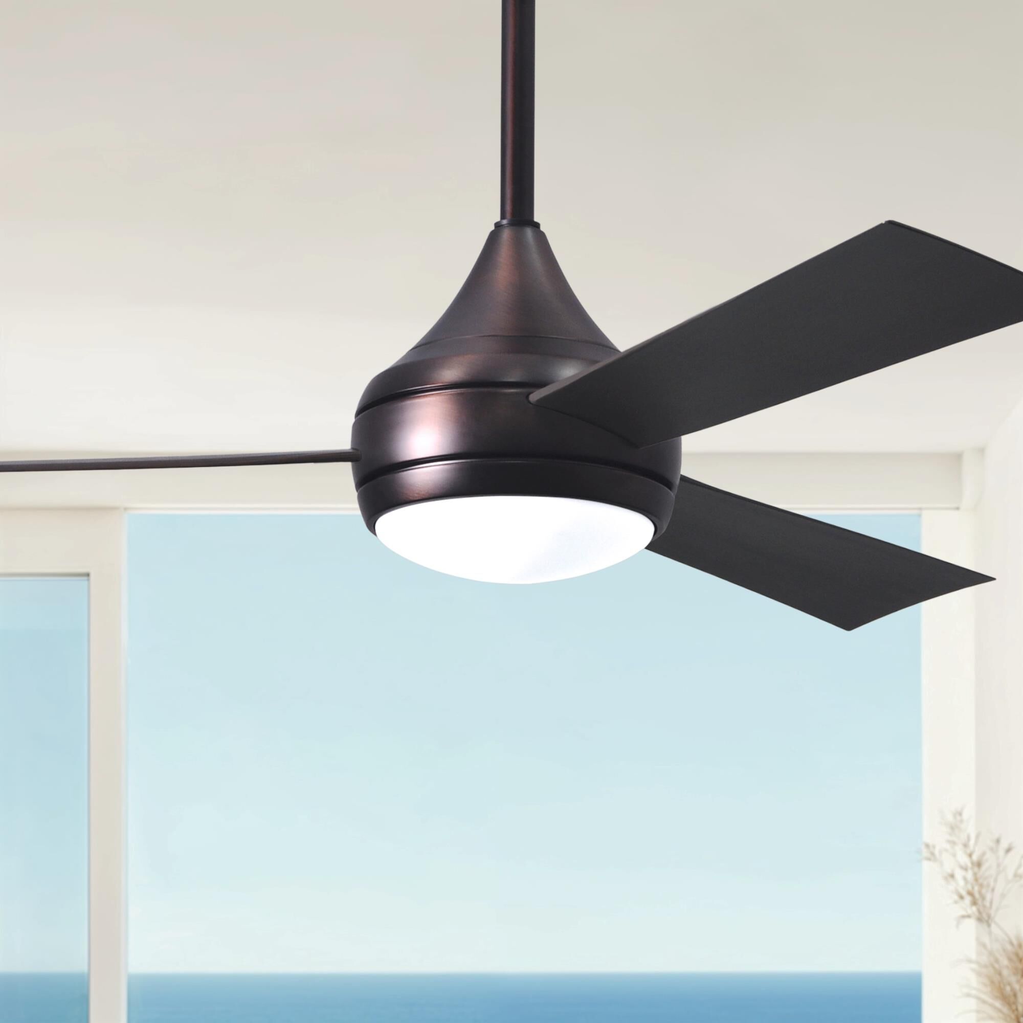 Donaire Outdoor Coastal Wet Rated 52 Inch Ceiling Fan with Light Kit by Matthews Fan Company