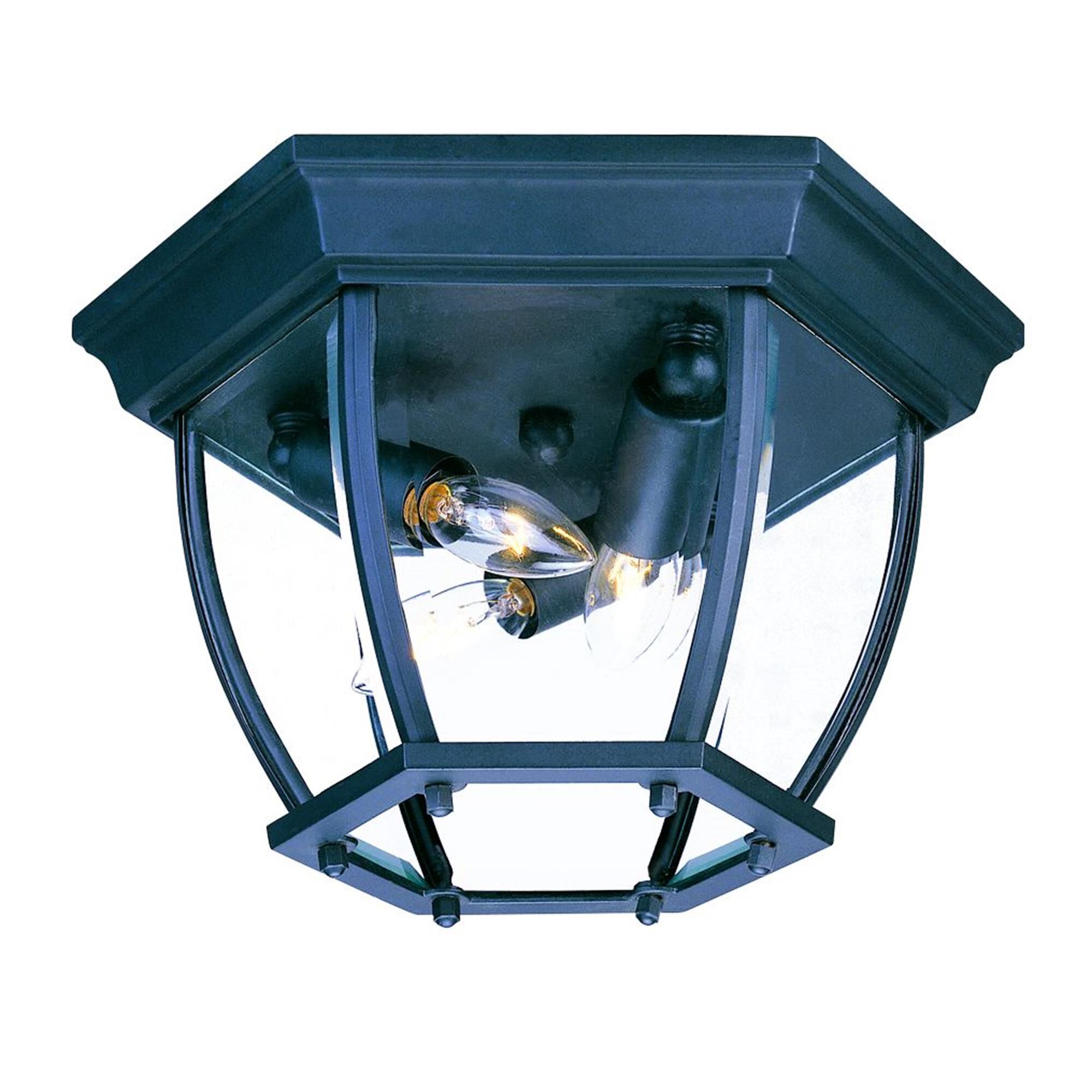 Shown in Matte Black finish and Clear glass and Beveled Glass Panes shade