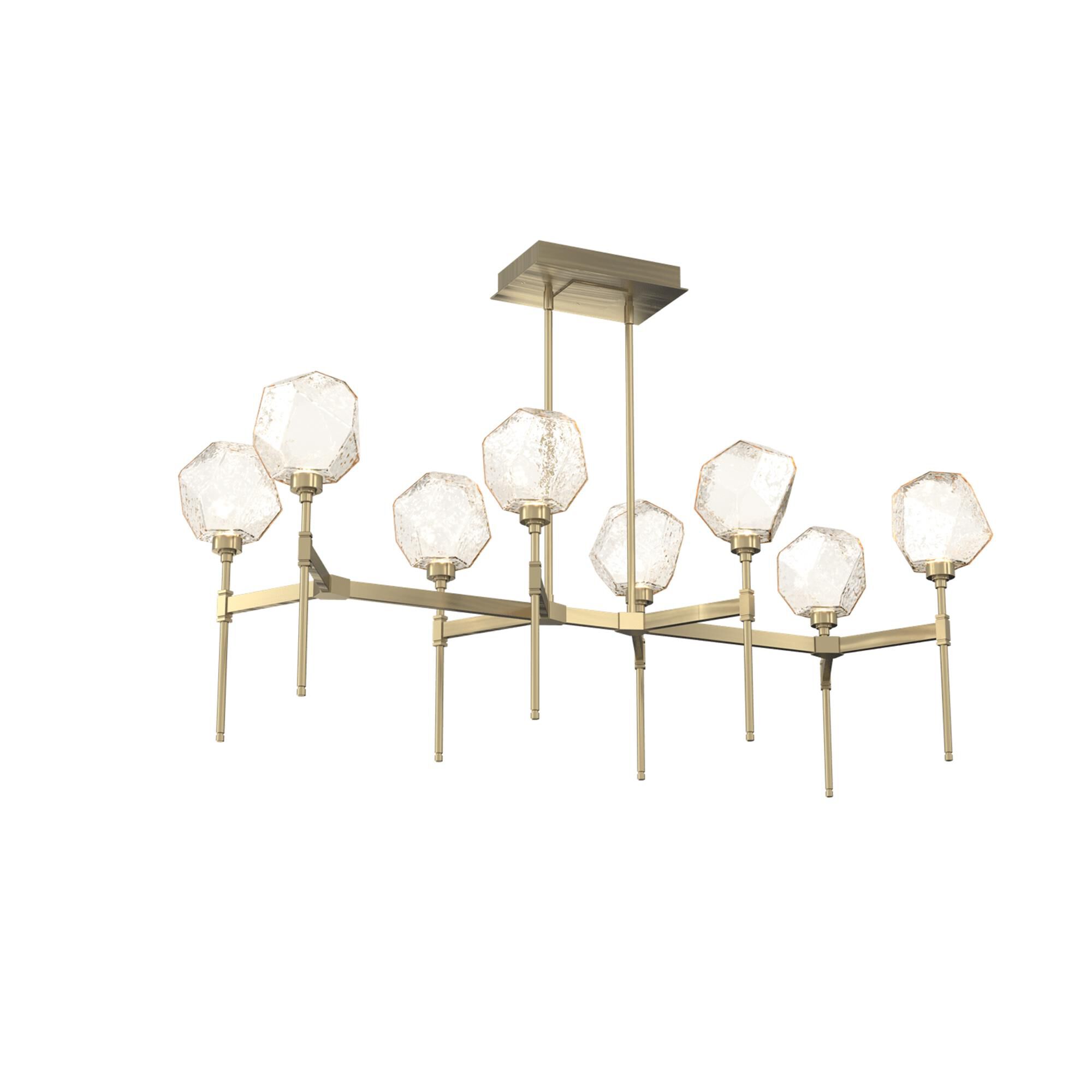 Shown in Novel Brass finish and Amber glass