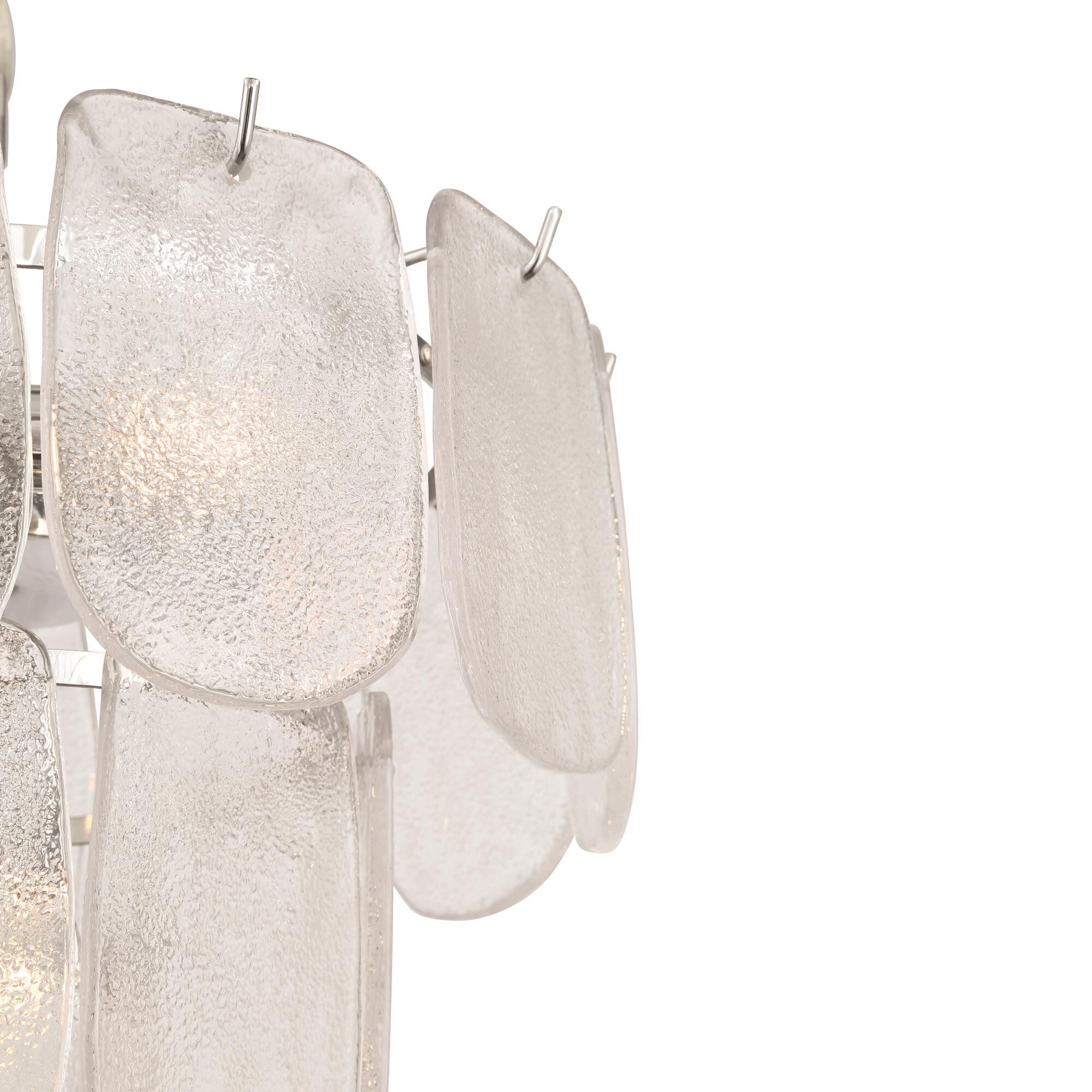 Shown in Polished Nickel and Crystalline finish and Piastra glass