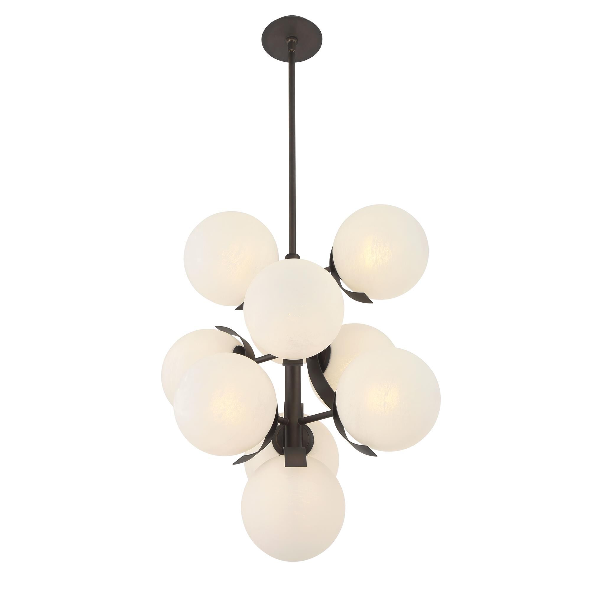 Shown in Dark Bronze finish and White Etched Alabaster glass