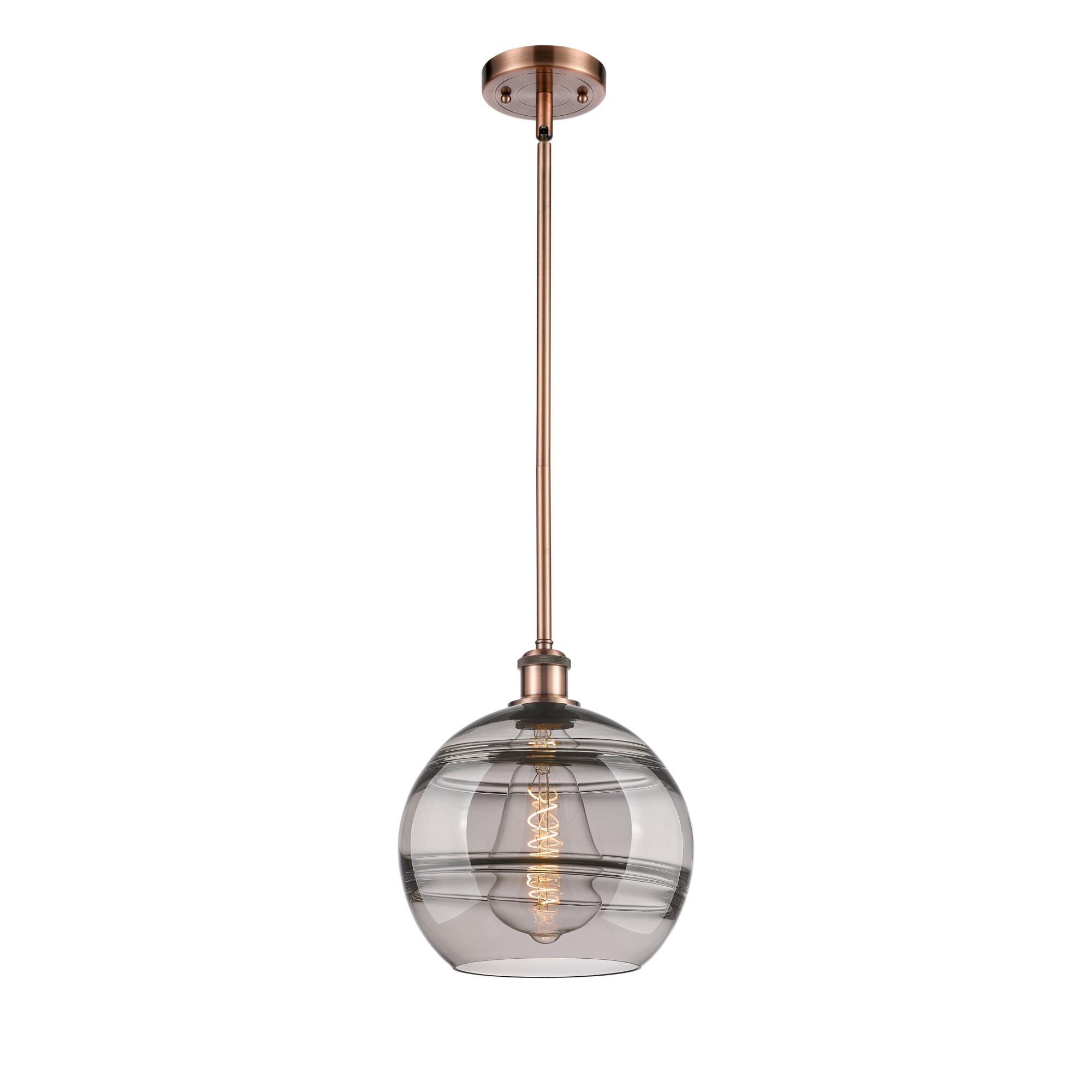 Shown in Antique Copper finish and Light Smoke glass