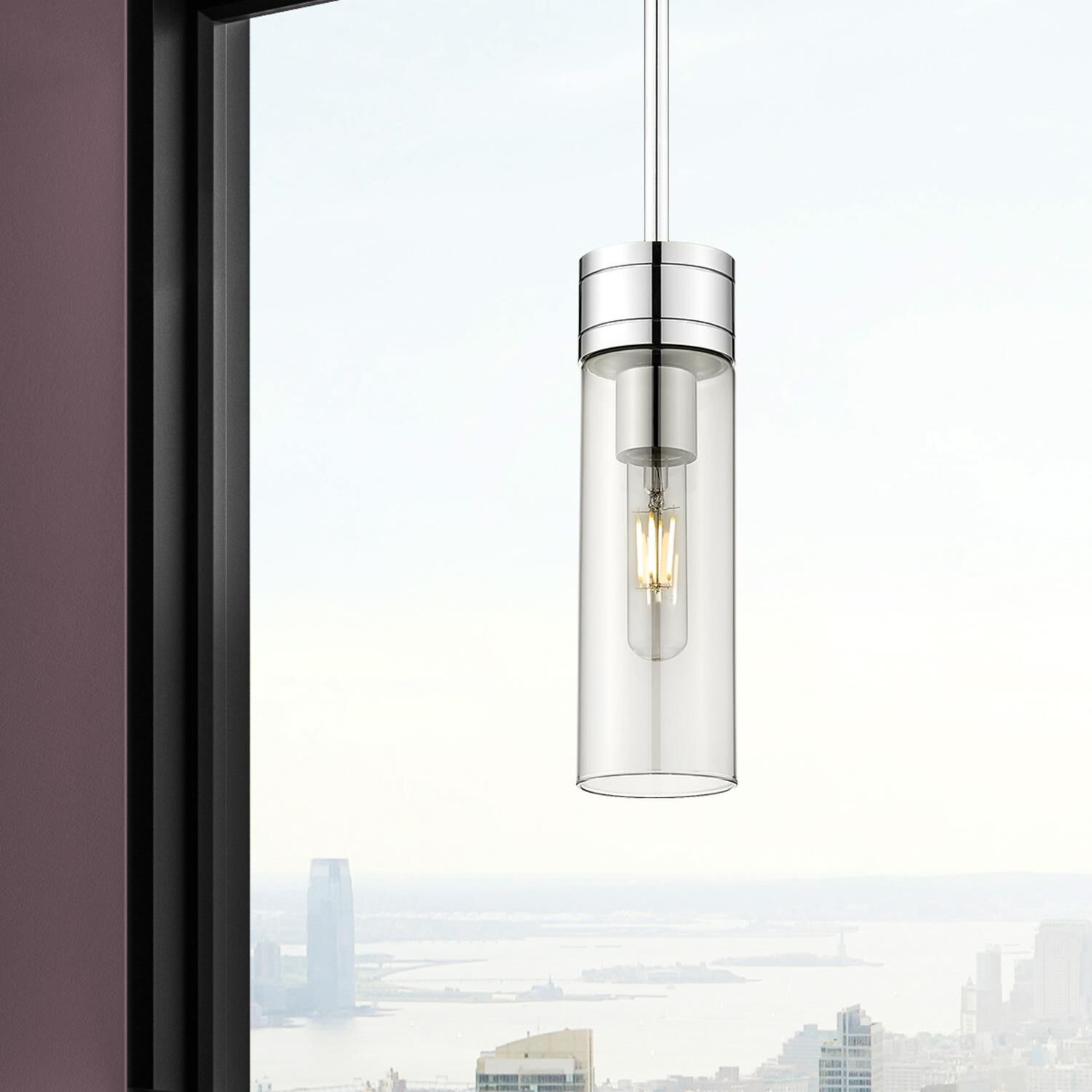 Shown in Polished Chrome finish and Light Smoke glass