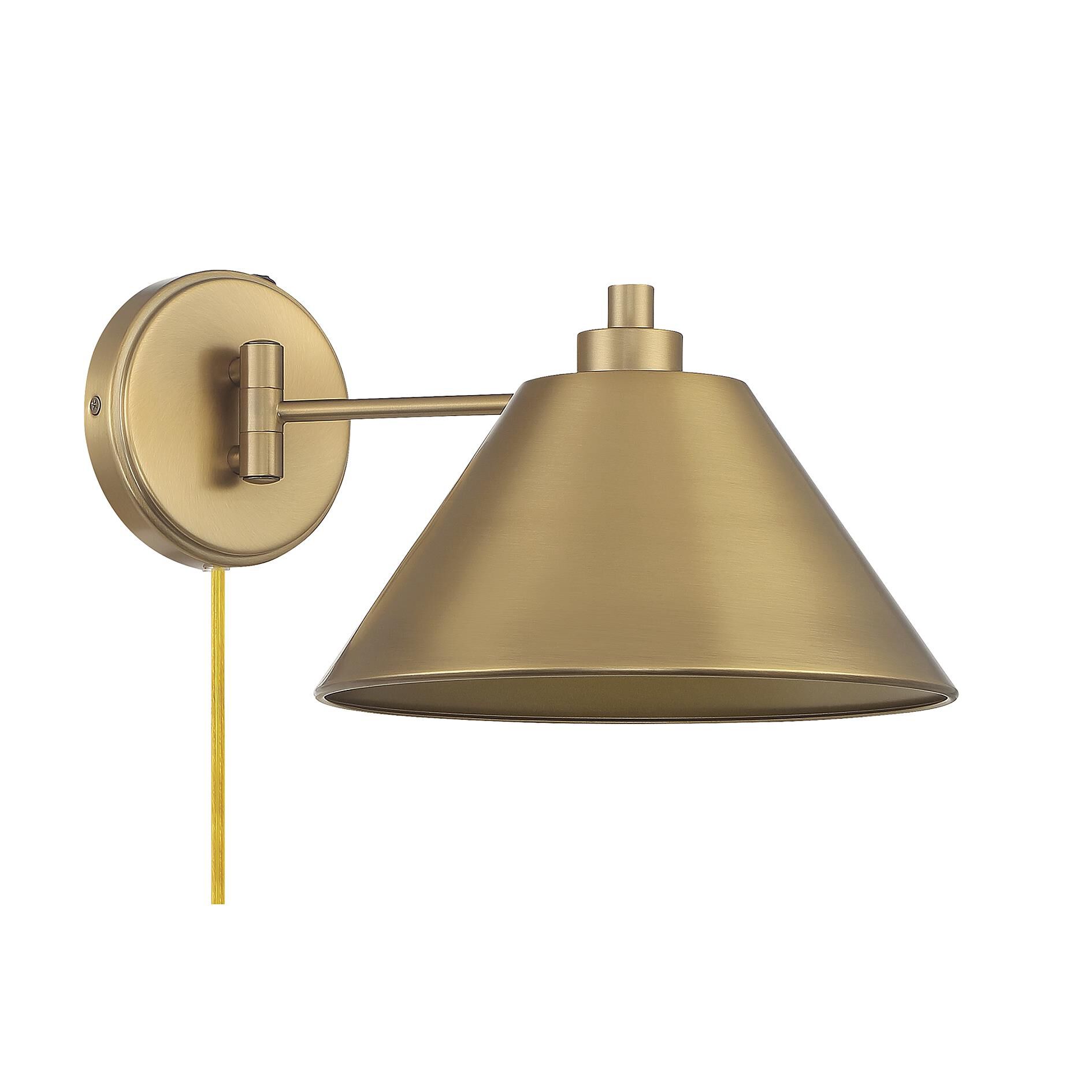 Shown in Natural Brass finish and Natural Brass Metal shade