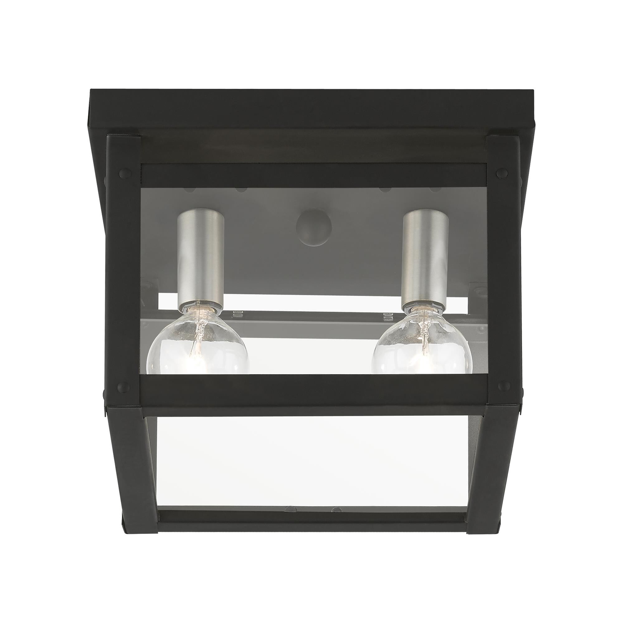 Shown in Black with Brushed Nickel Finish Candles finish and Clear glass