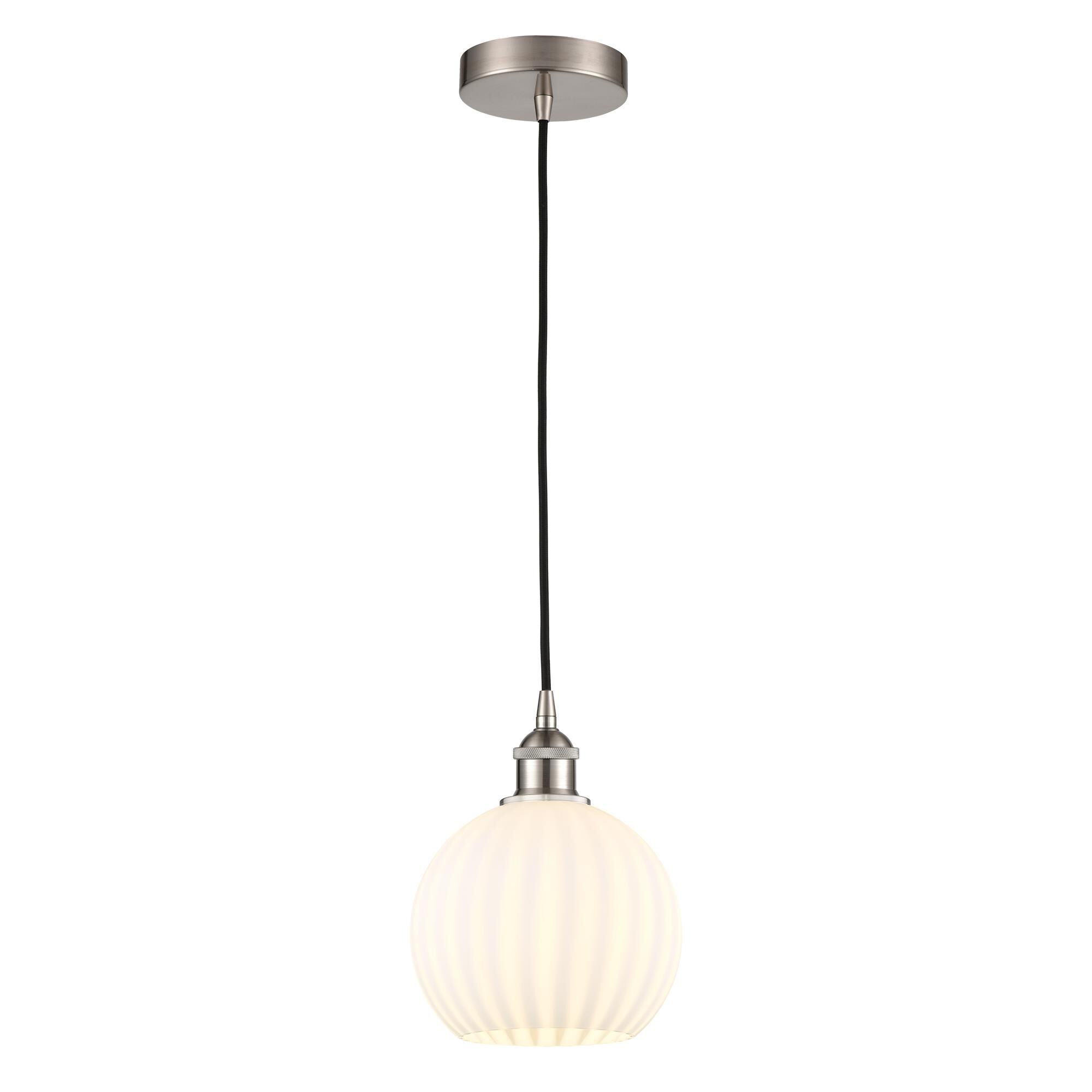 Shown in Brushed Satin Nickel finish and White Venetian glass