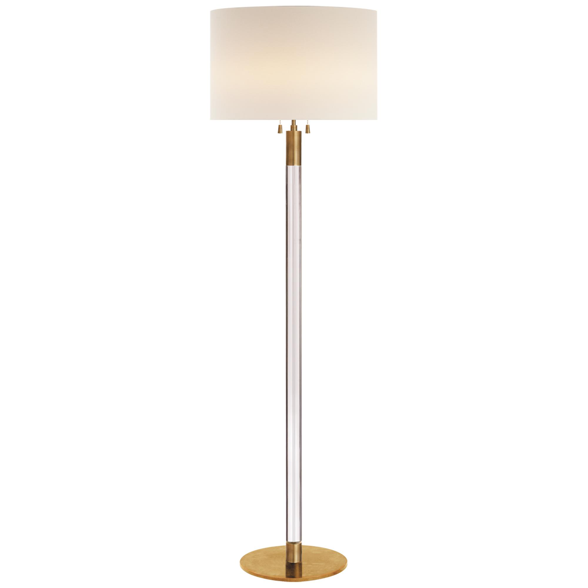 Shown in Hand-Rubbed Antique Brass With Crystal finish and Linen shade