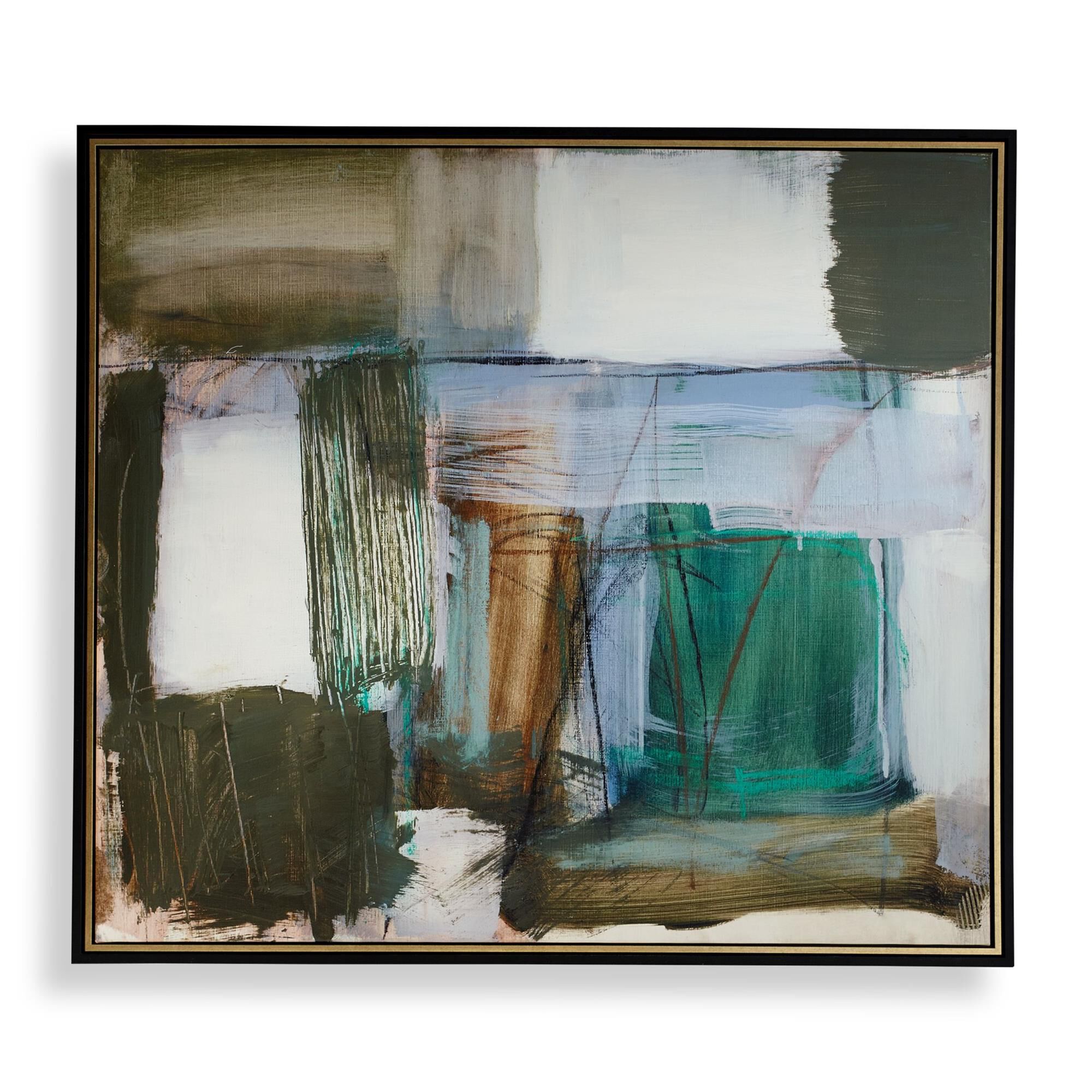 Uttermost Green Fields Framed Abstract Canvas Painting by Uttermost