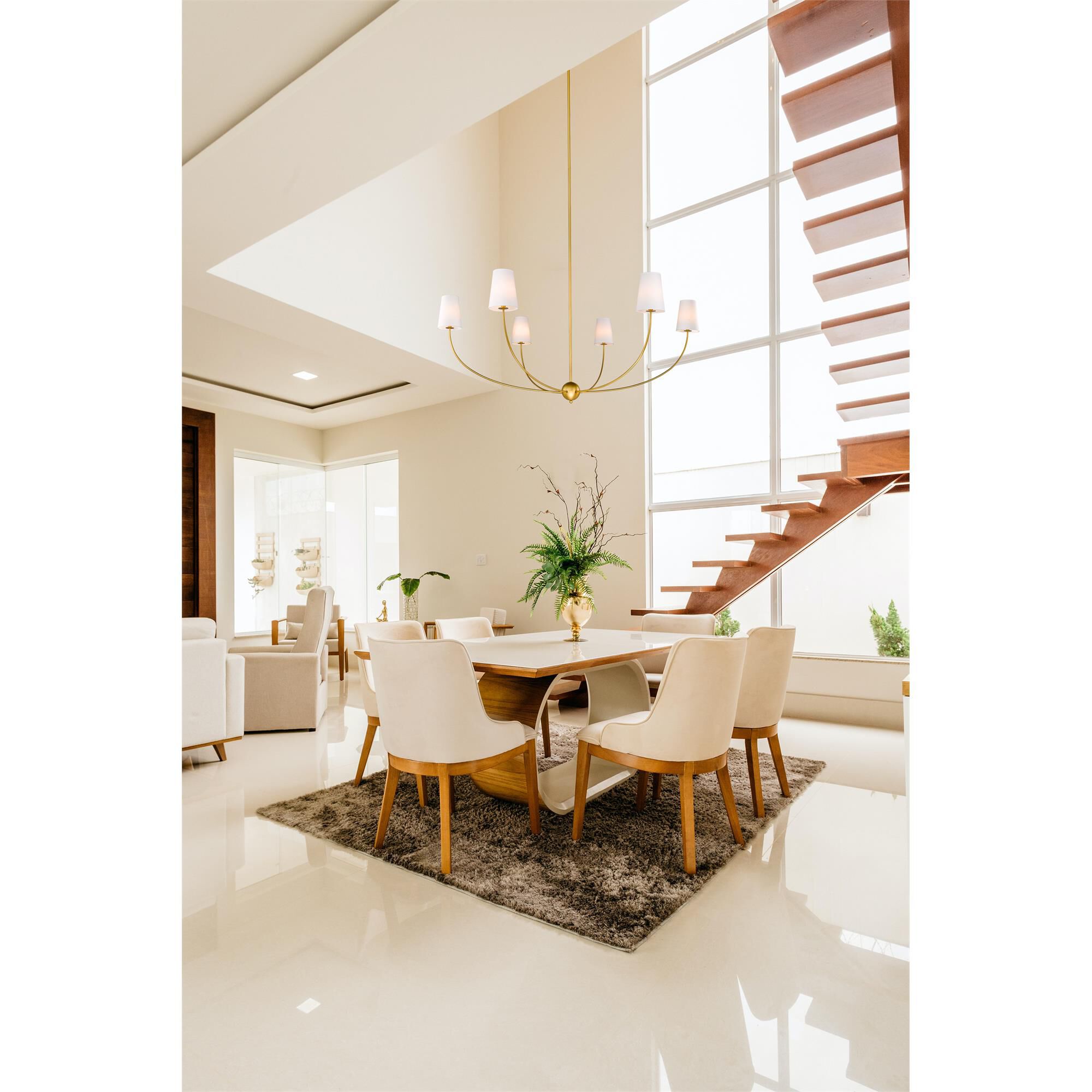 Shown in Rubbed Brass finish and White glass