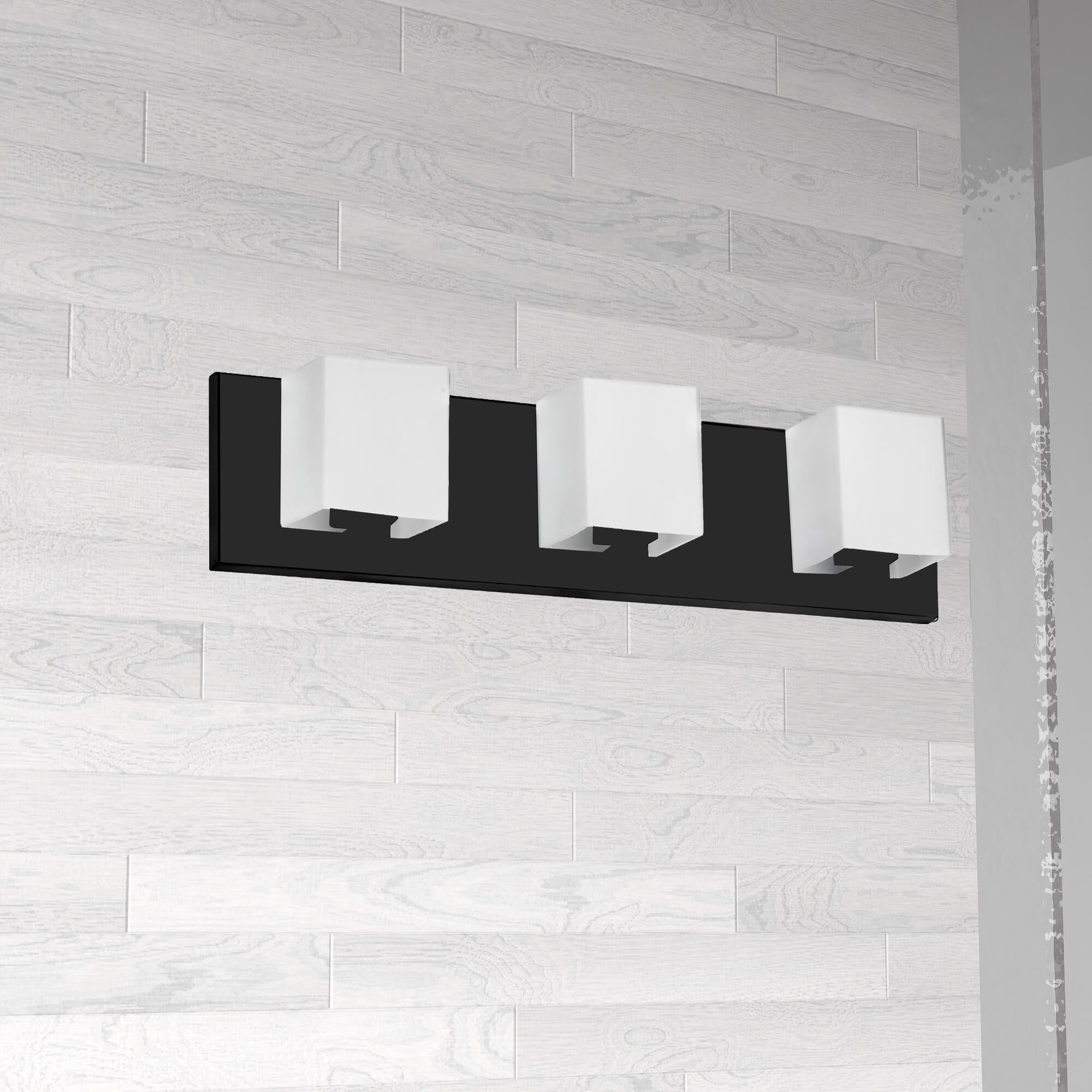 Shown in Black and White finish and White Square glass