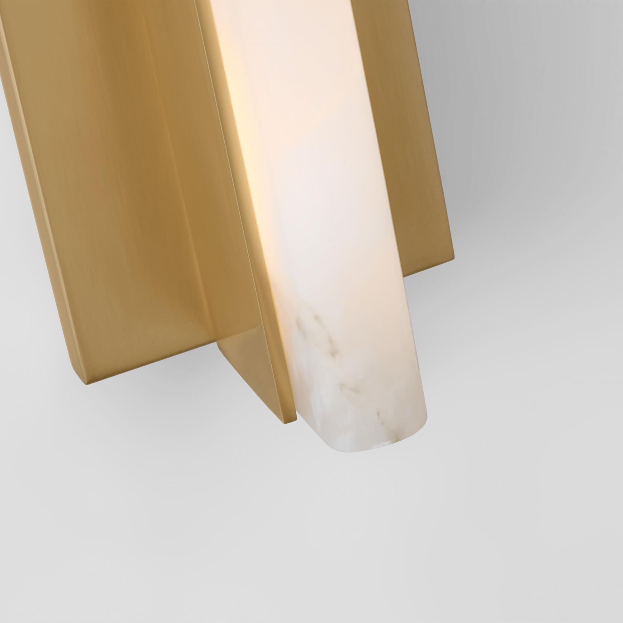 Shown in Hand Rubbed Antique Brass finish and Alabaster shade