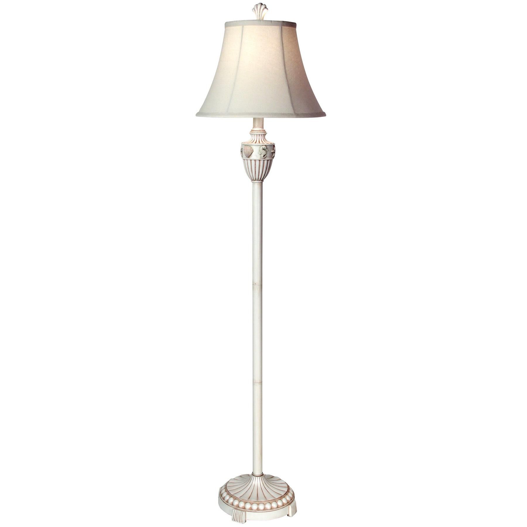 Shown in Cream finish and Brussel Cream Round Bell Fabric shade