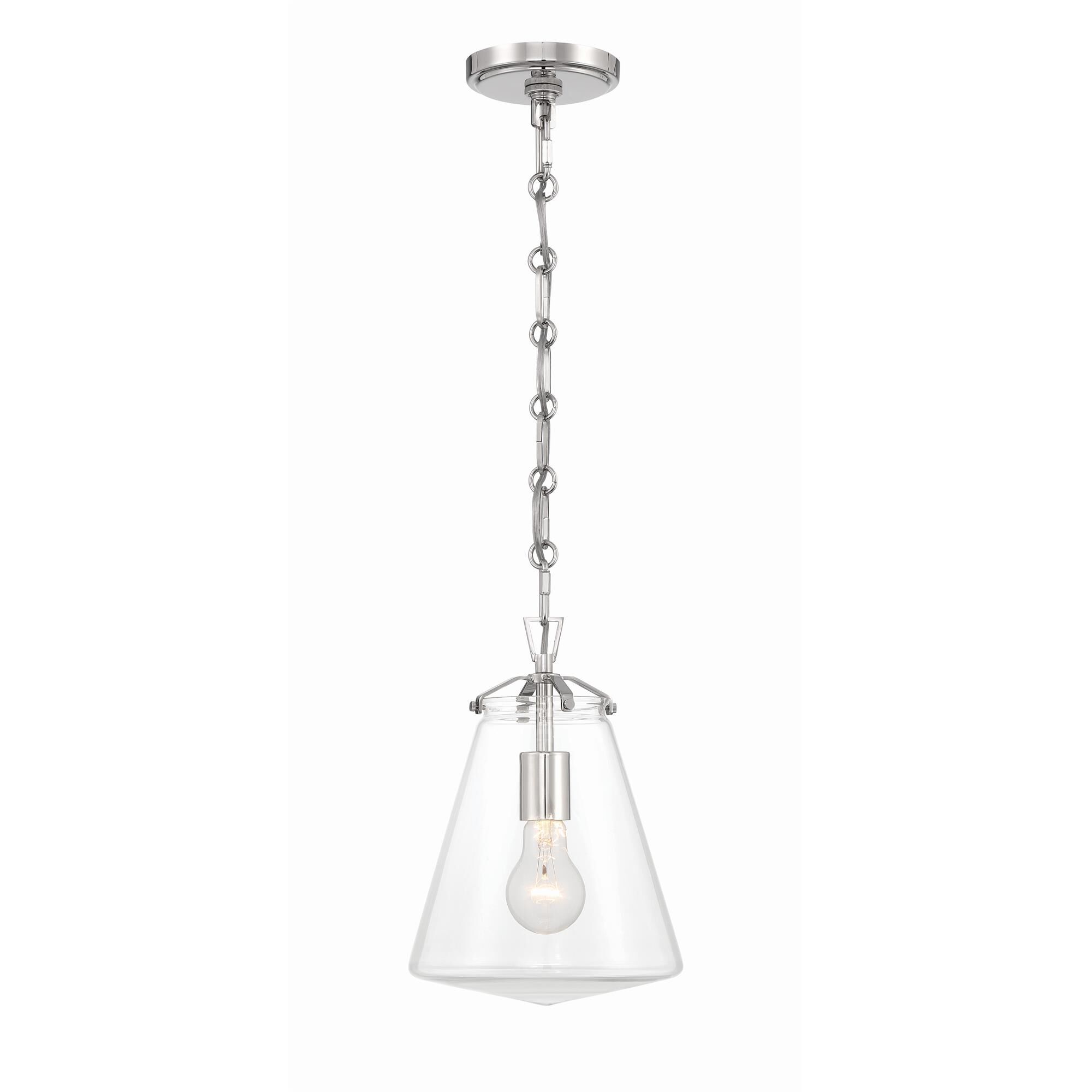 Shown in Polished Nickel finish and Clear glass