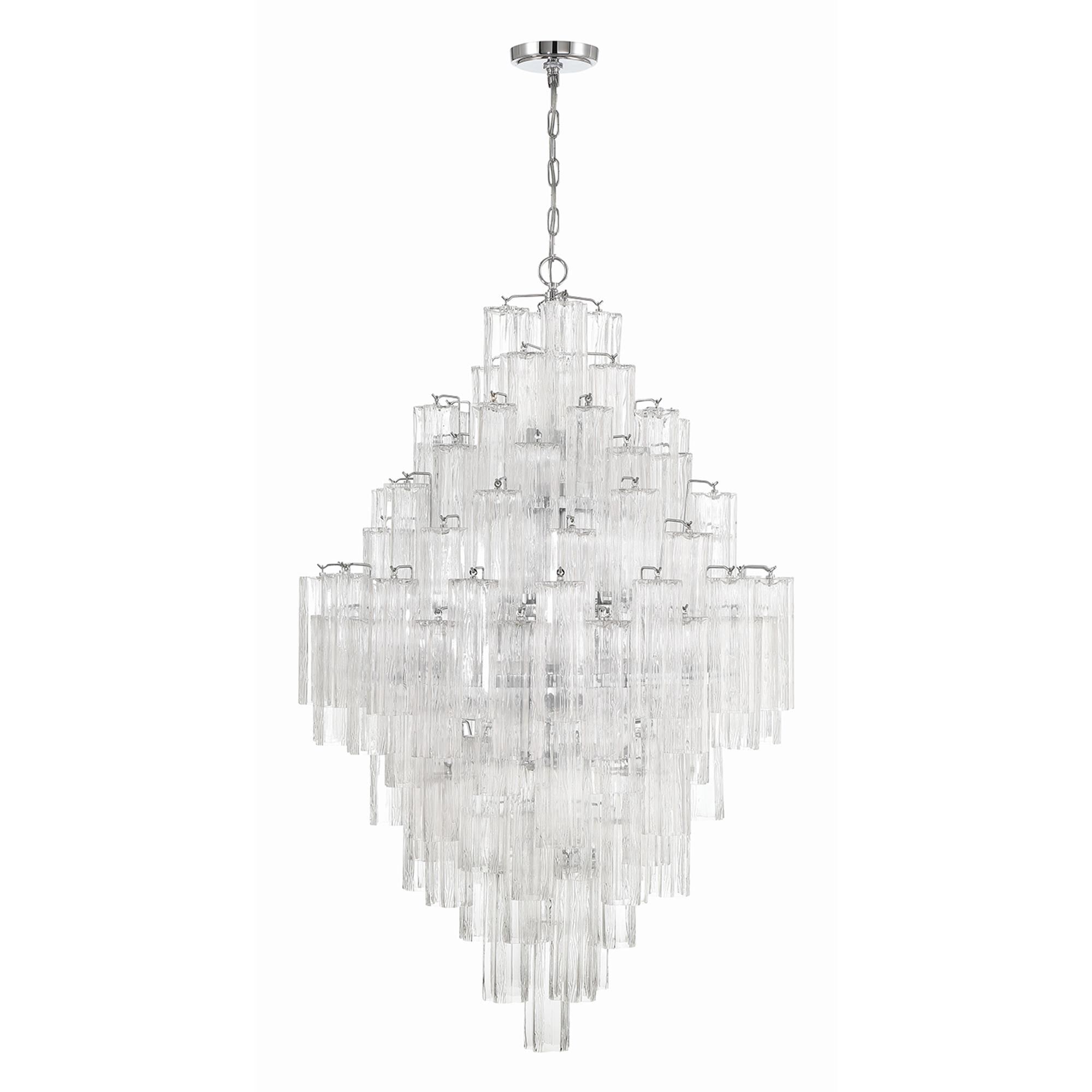 Shown in Polished Chrome finish and Tronchi Glass Clear crystal