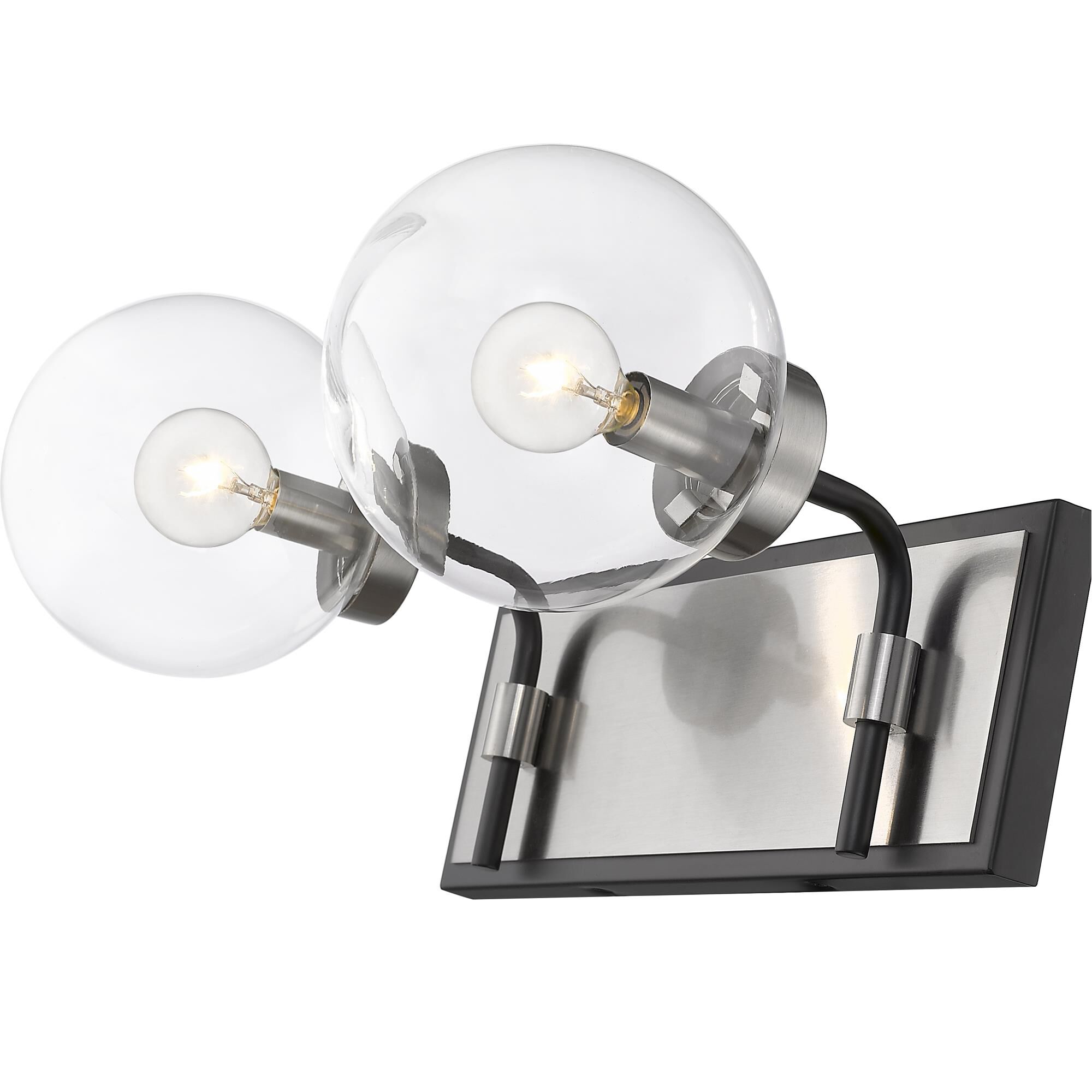 Shown in Matte Black + Brushed Nickel finish and Glass shade