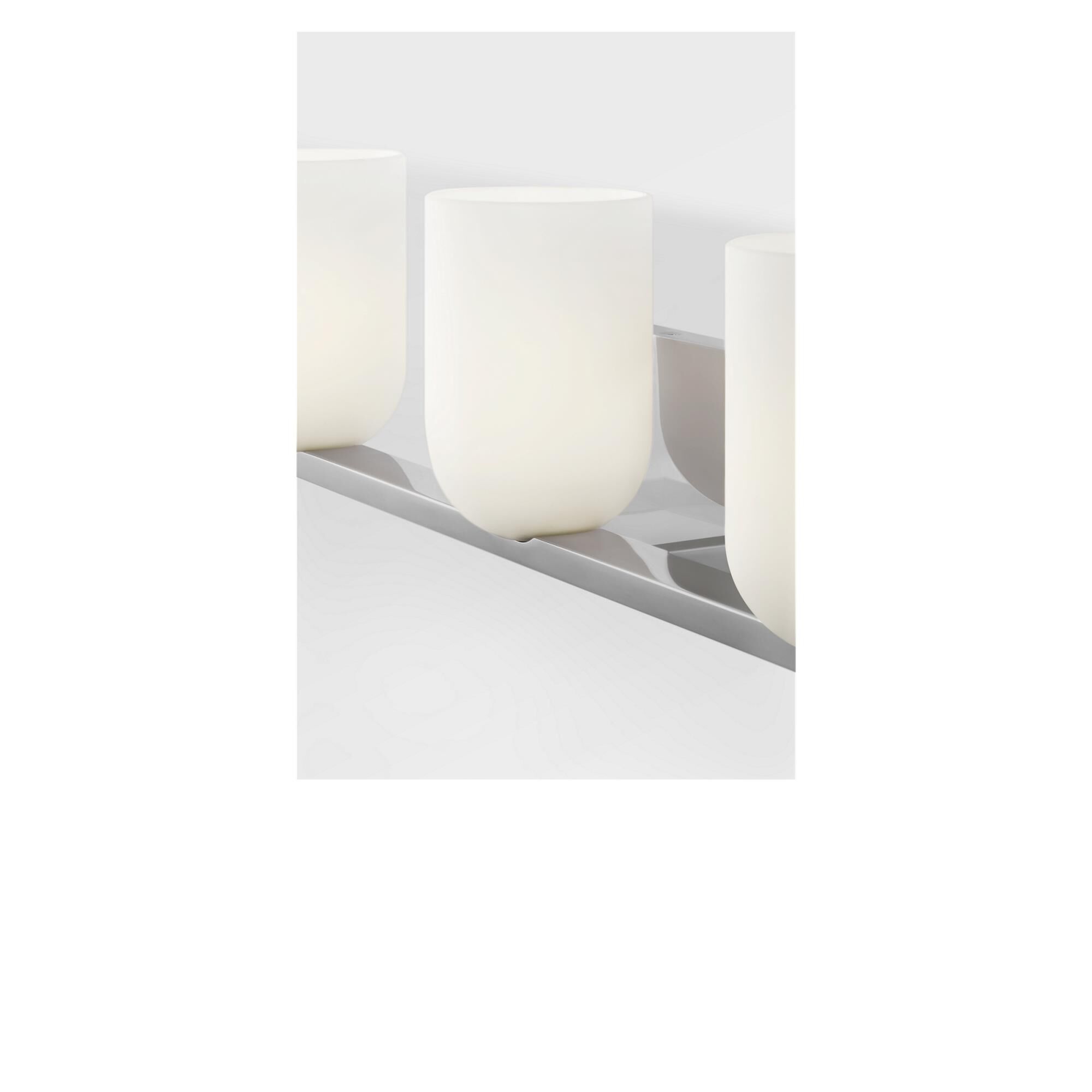 Shown in Chrome finish and Etched White glass