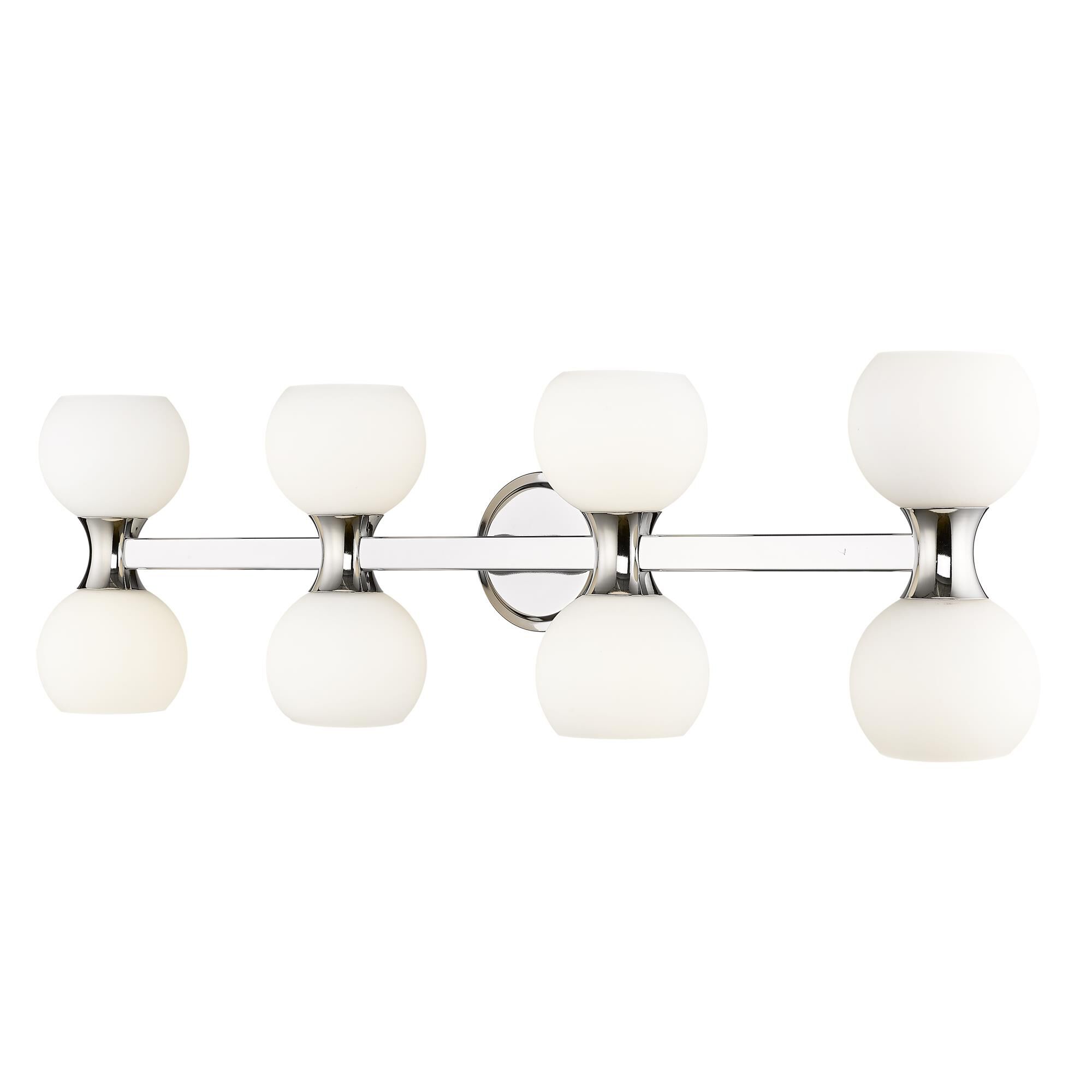 Shown in Chrome finish and Matte Opal glass