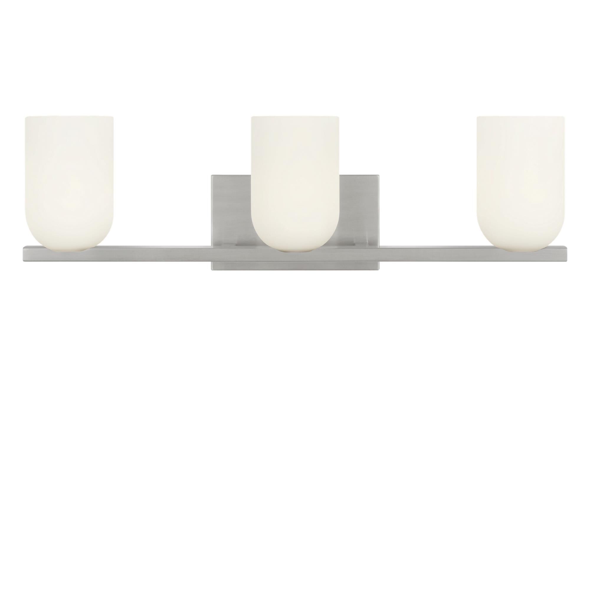 Shown in Brushed Nickel finish and Etched White glass