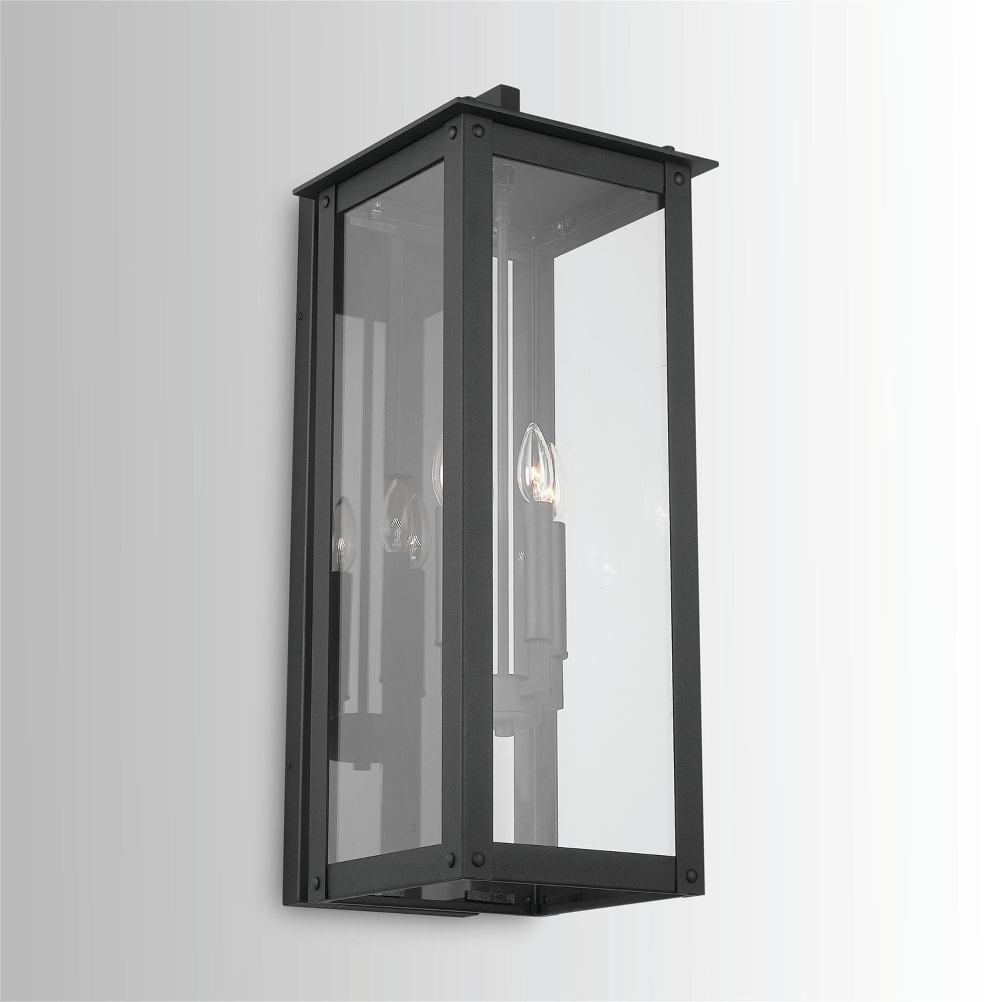 Shown in Black finish and Clear glass