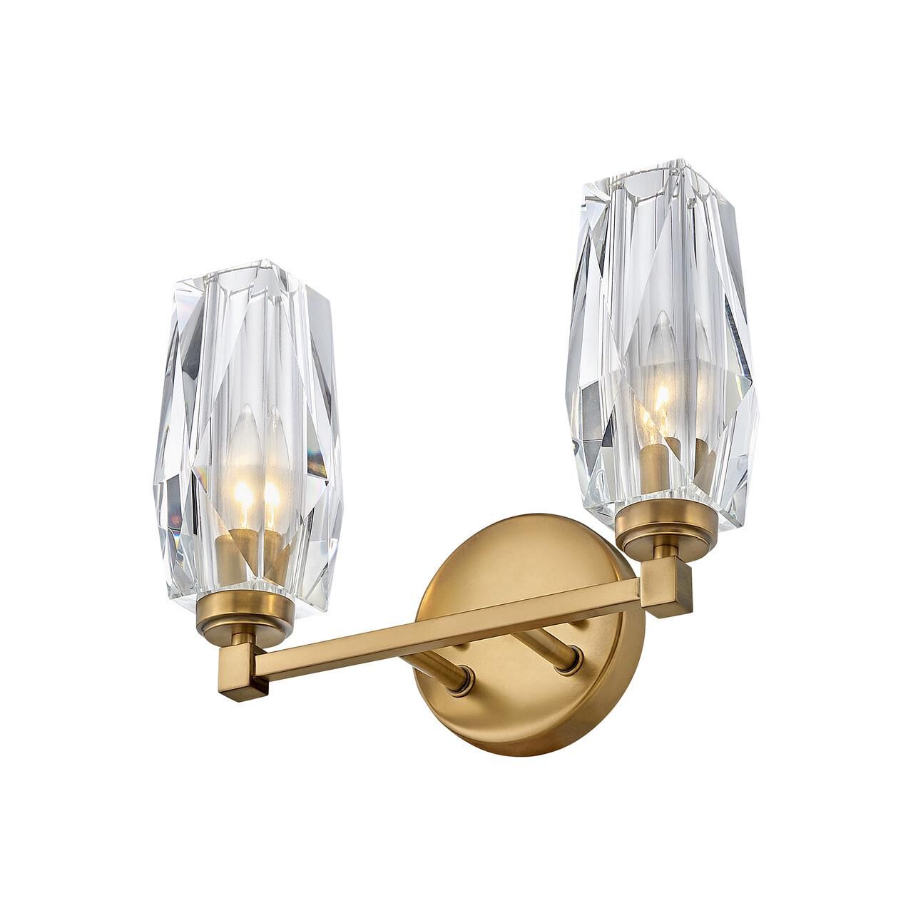 Shown in Heritage Brass finish and Faceted Clear Crystal glass