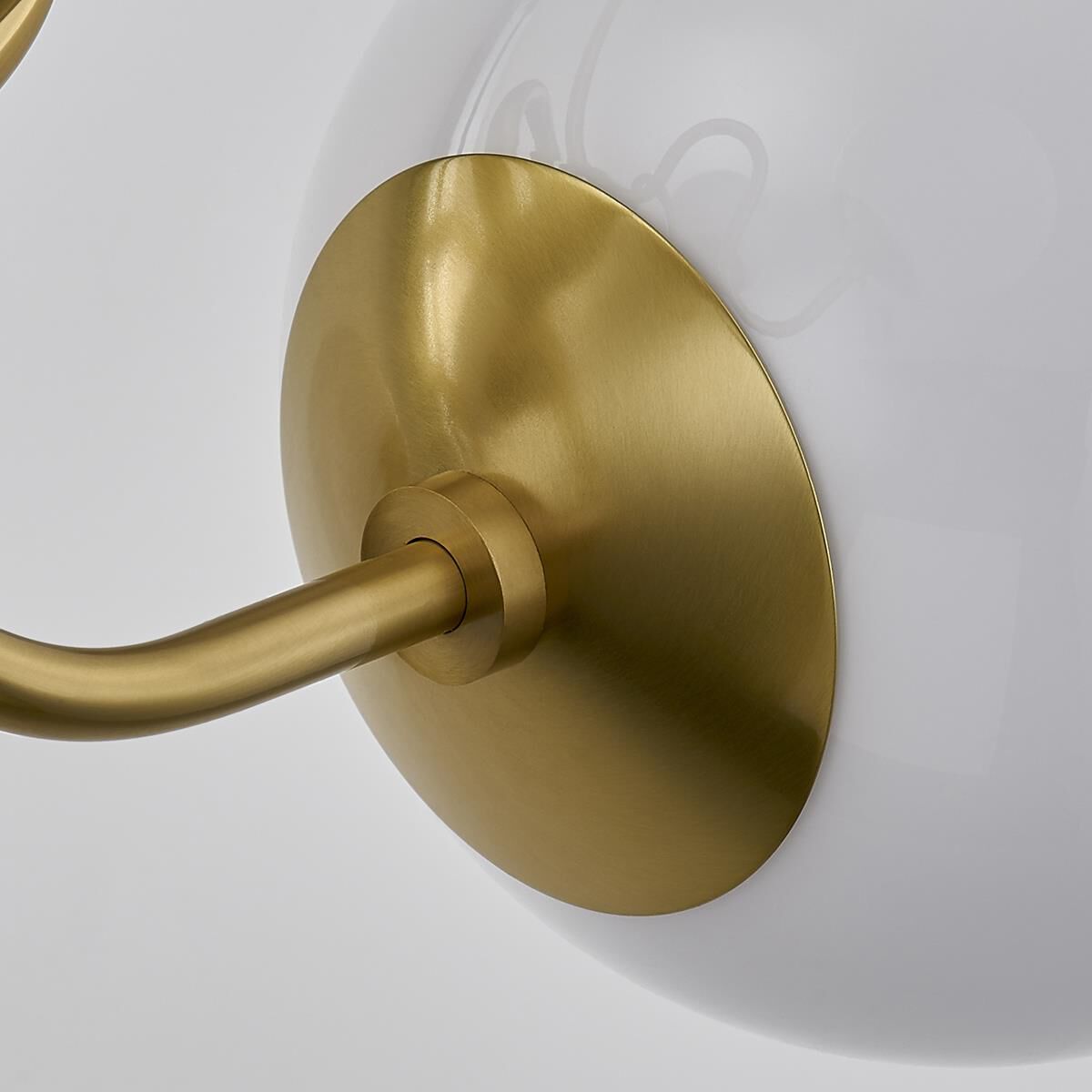 Shown in Aged Brass finish and Opal Glossy glass