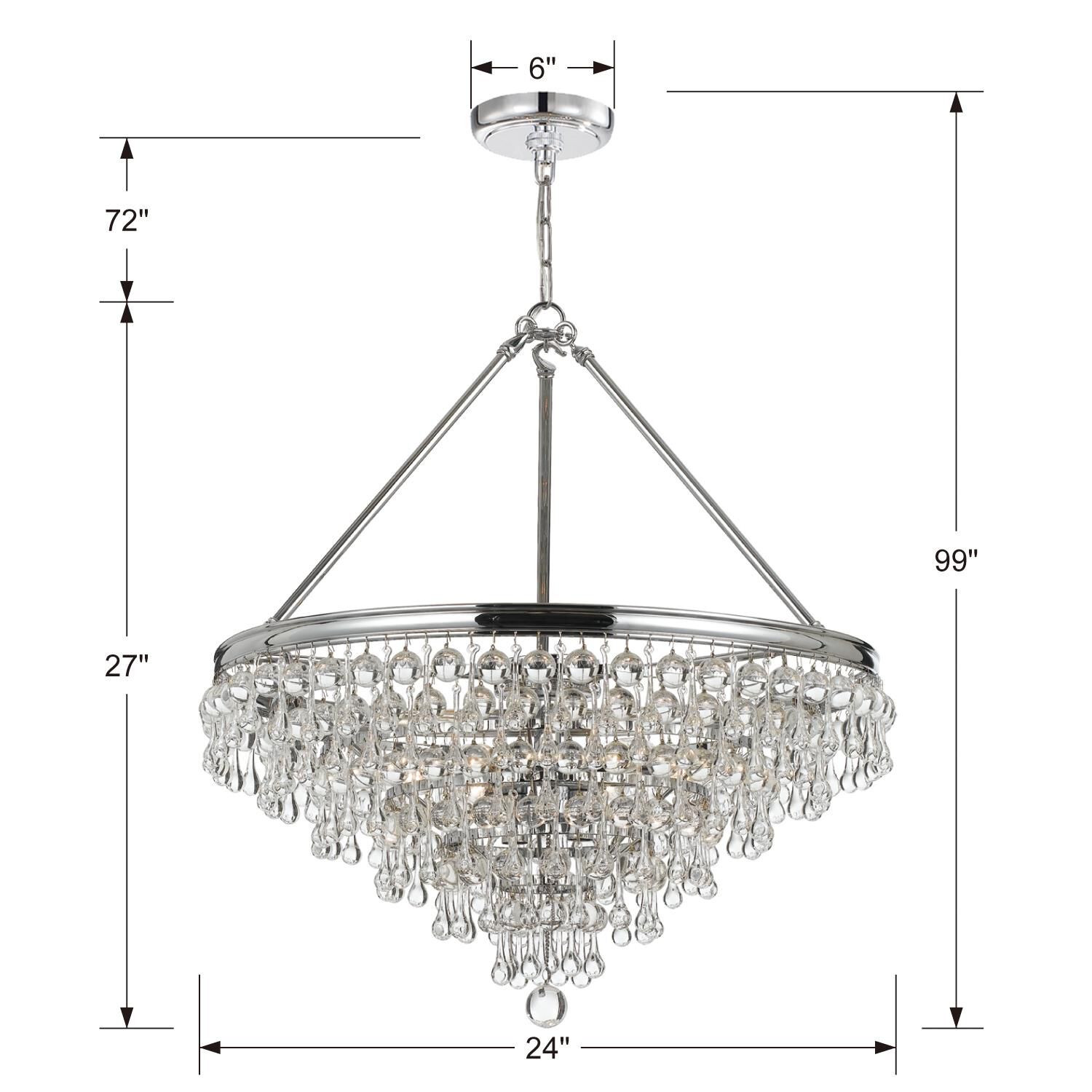 Shown in Polished Chrome finish and Clear Glass Drops crystal