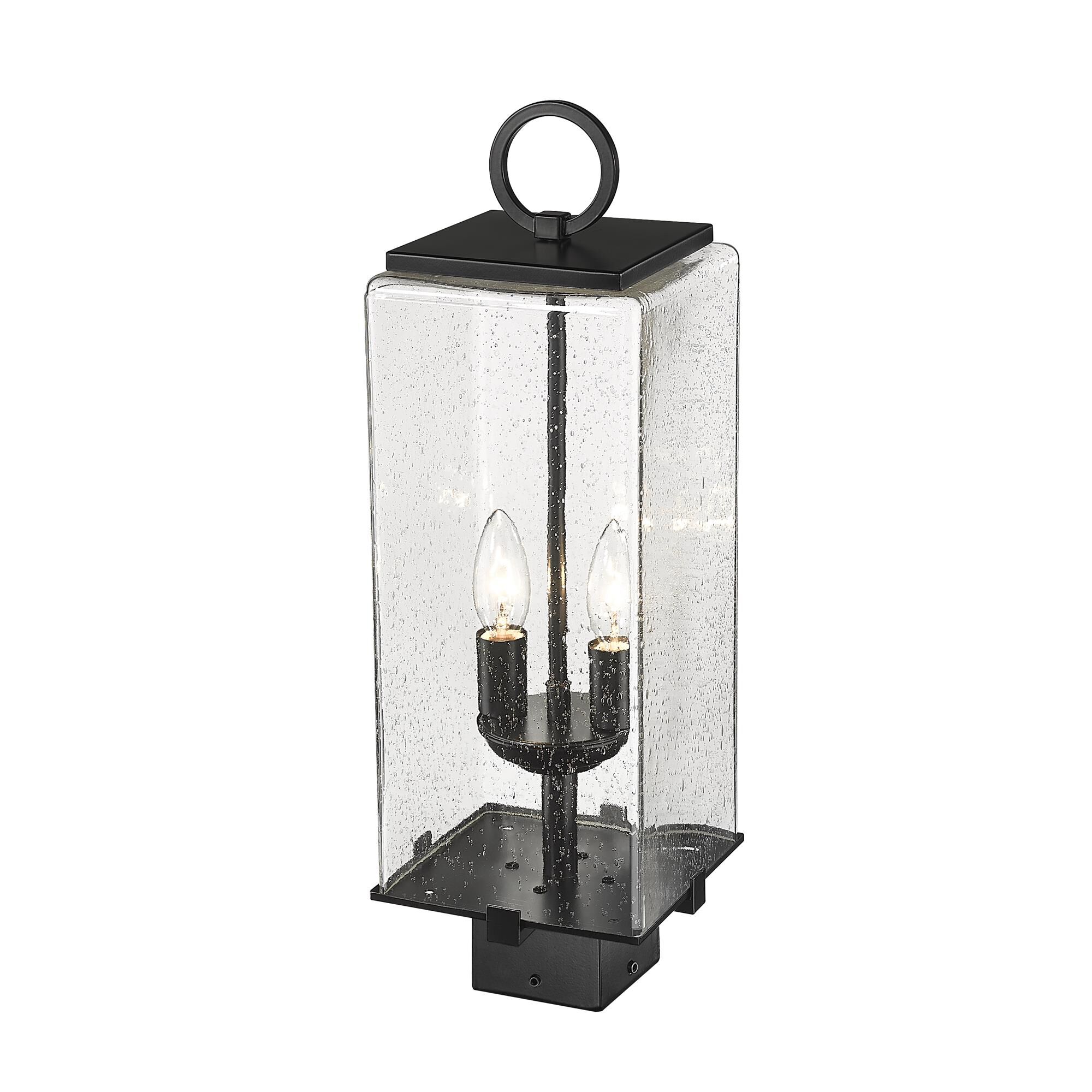 Shown in Black finish and Glass shade