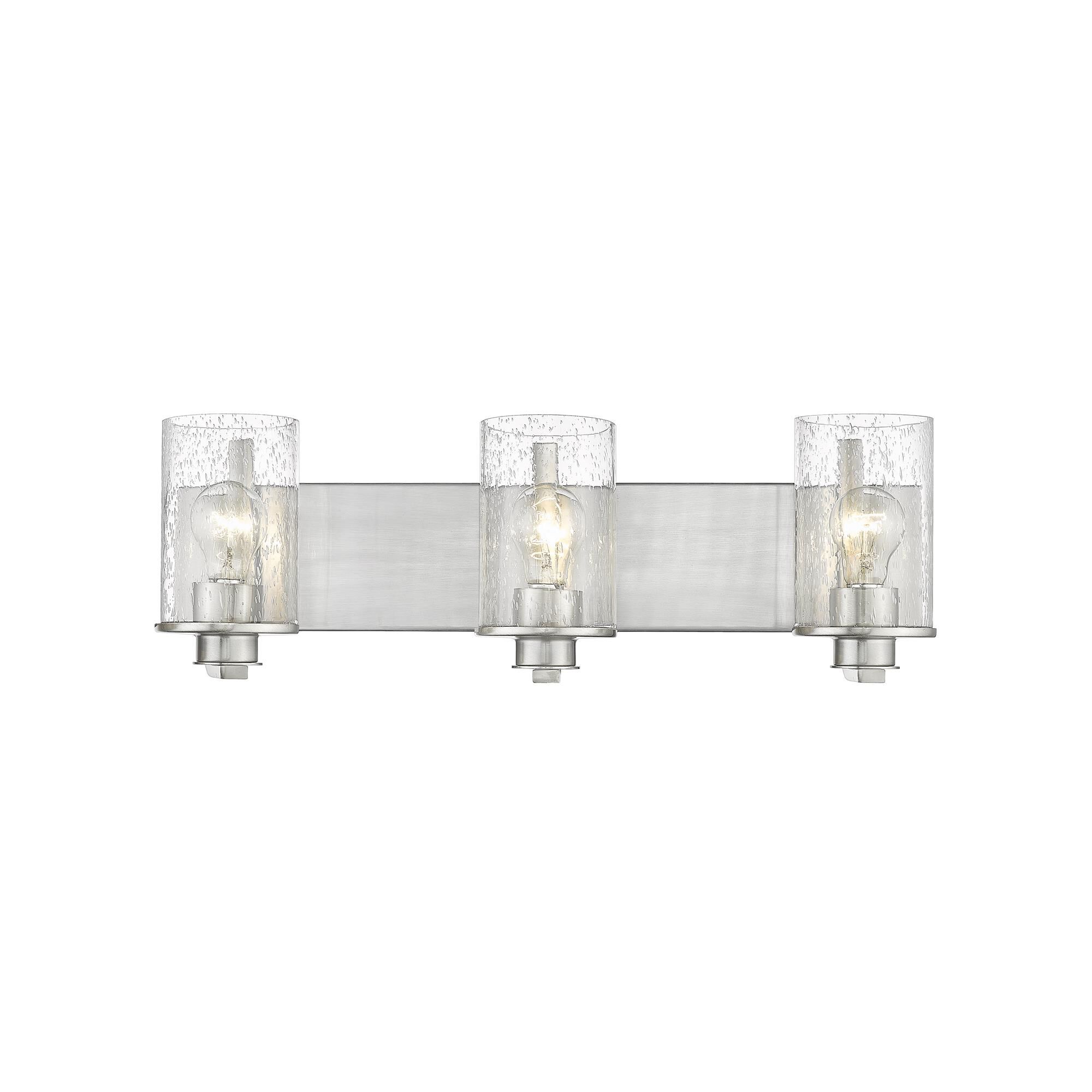 Shown in Brushed Nickel finish and Glass shade