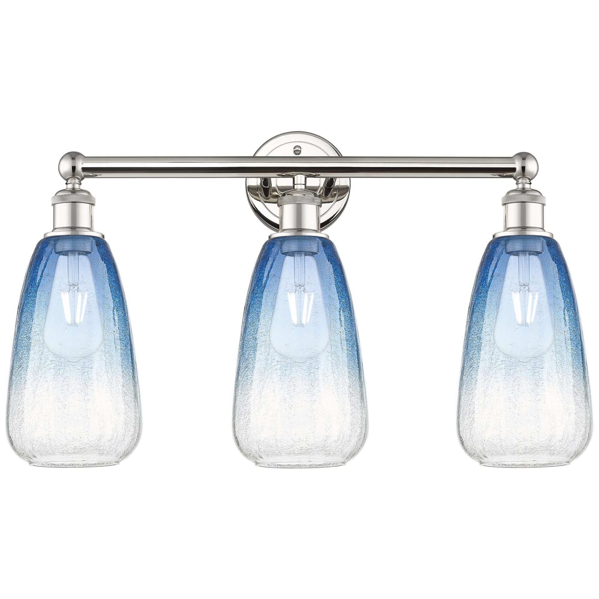 Shown in Polished Nickel finish and Sapphire Blue glass