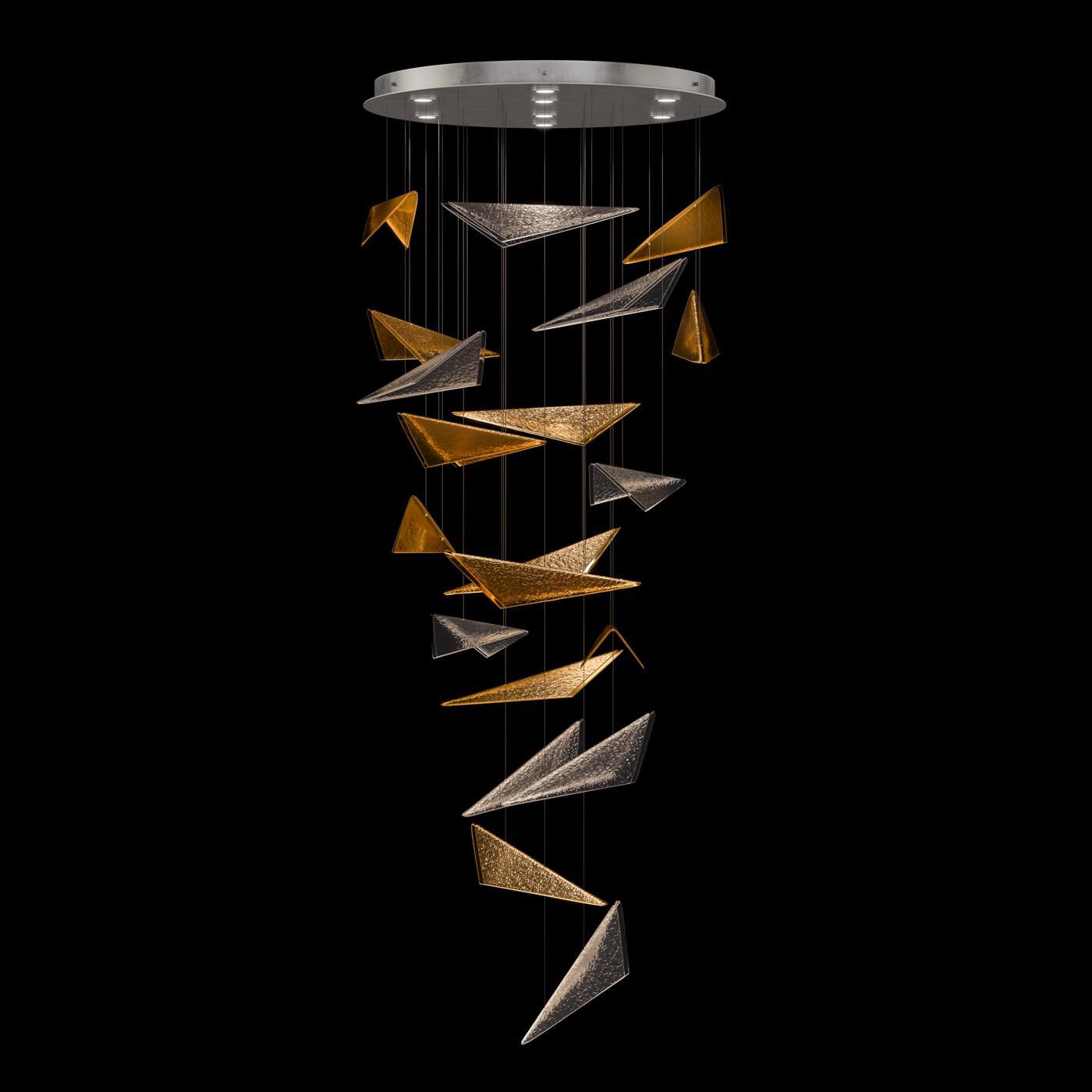 Shown in Silver finish and Amber Hammered glass