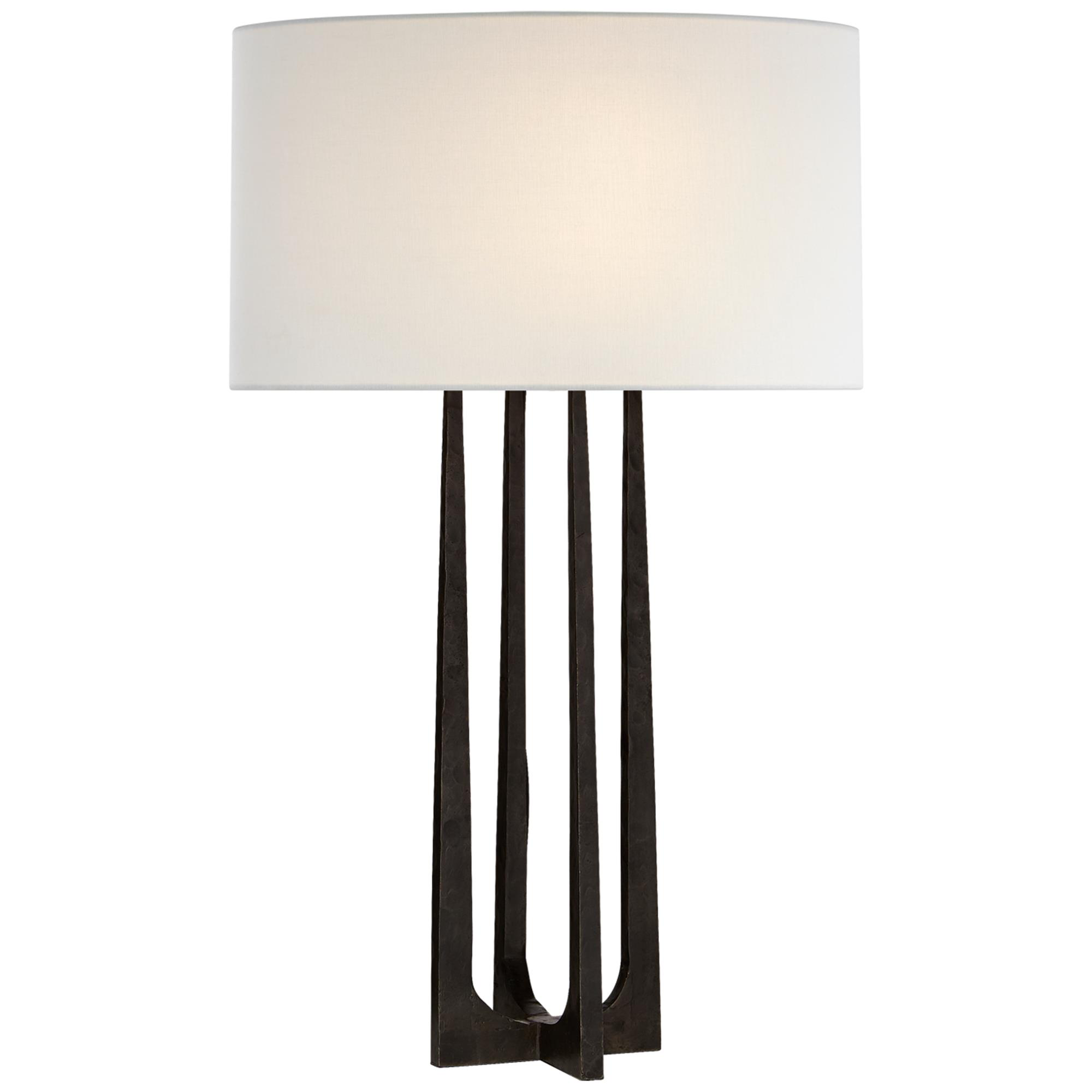 Shown in Aged Iron finish and Linen shade