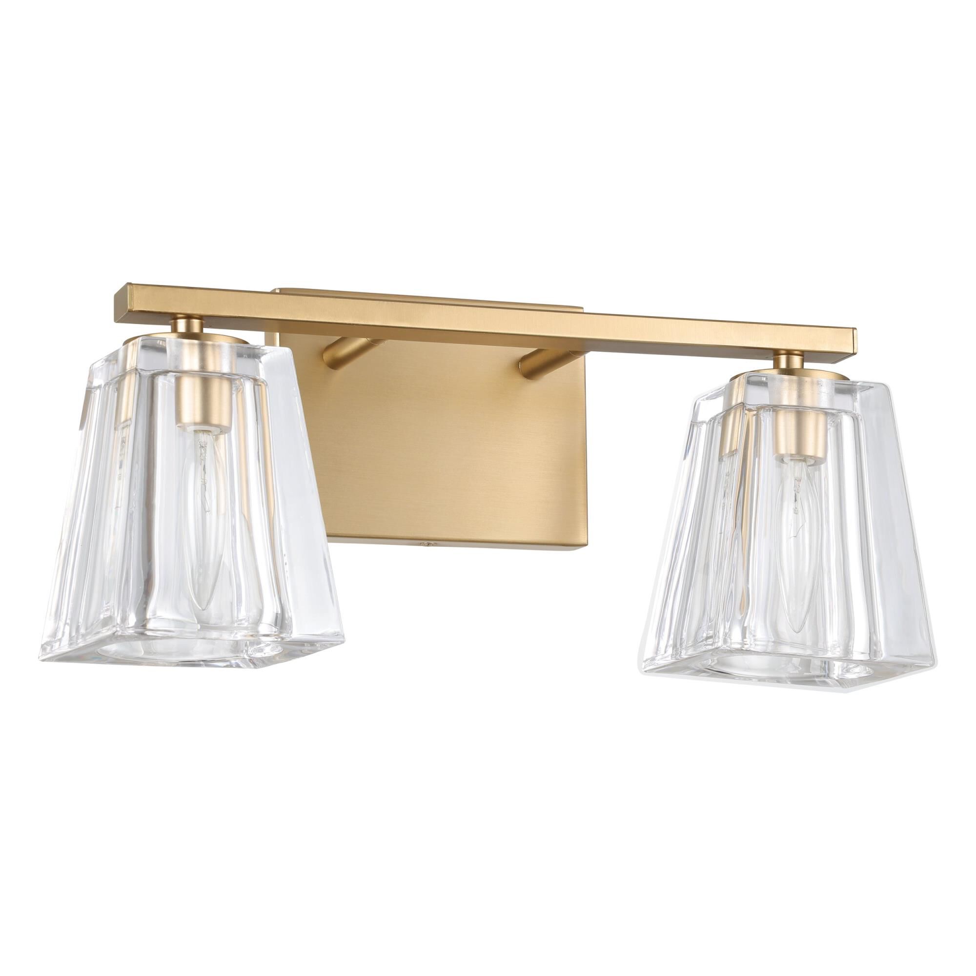 Shown in Champagne Gold finish and Clear Pressed glass