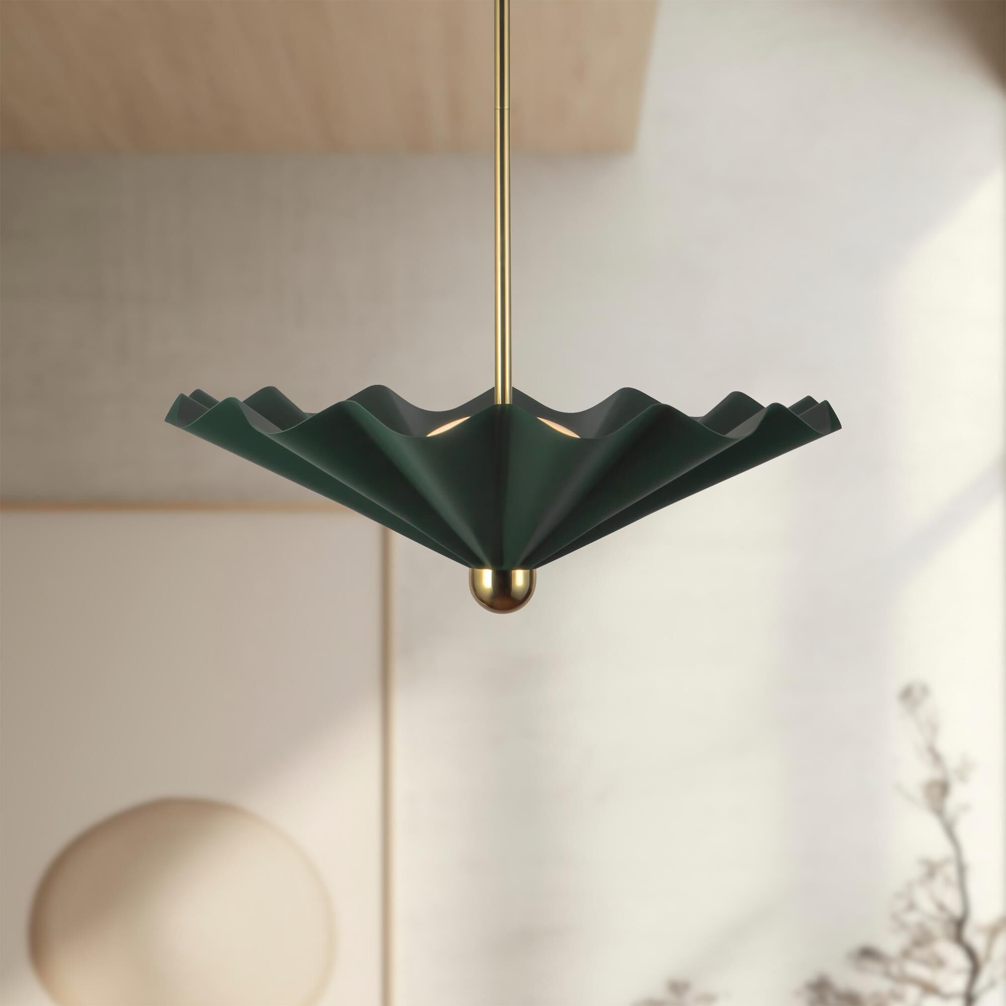 Shown in Pine Green finish and Matte Opal glass