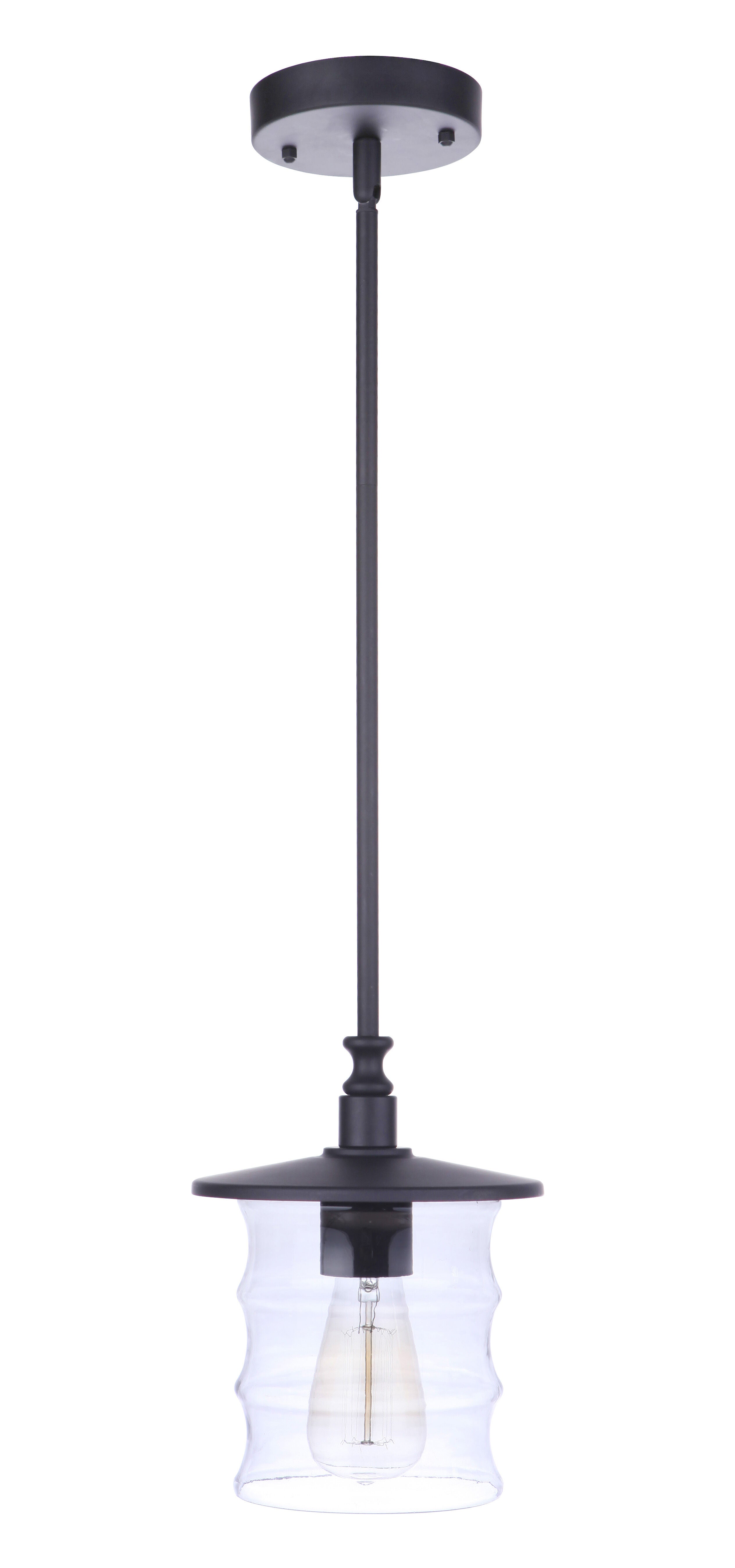Shown in Midnight finish and Clear glass and Glass shade