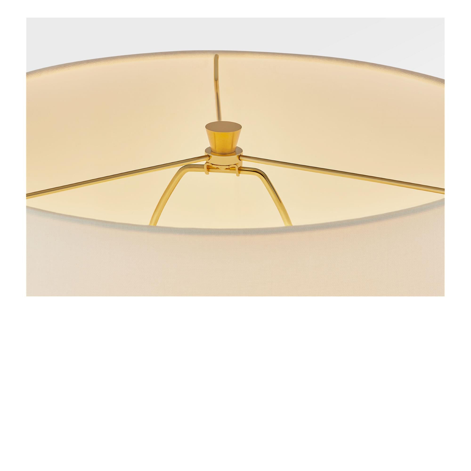 Shown in Cracked Honey finish and White Linen Fabric shade