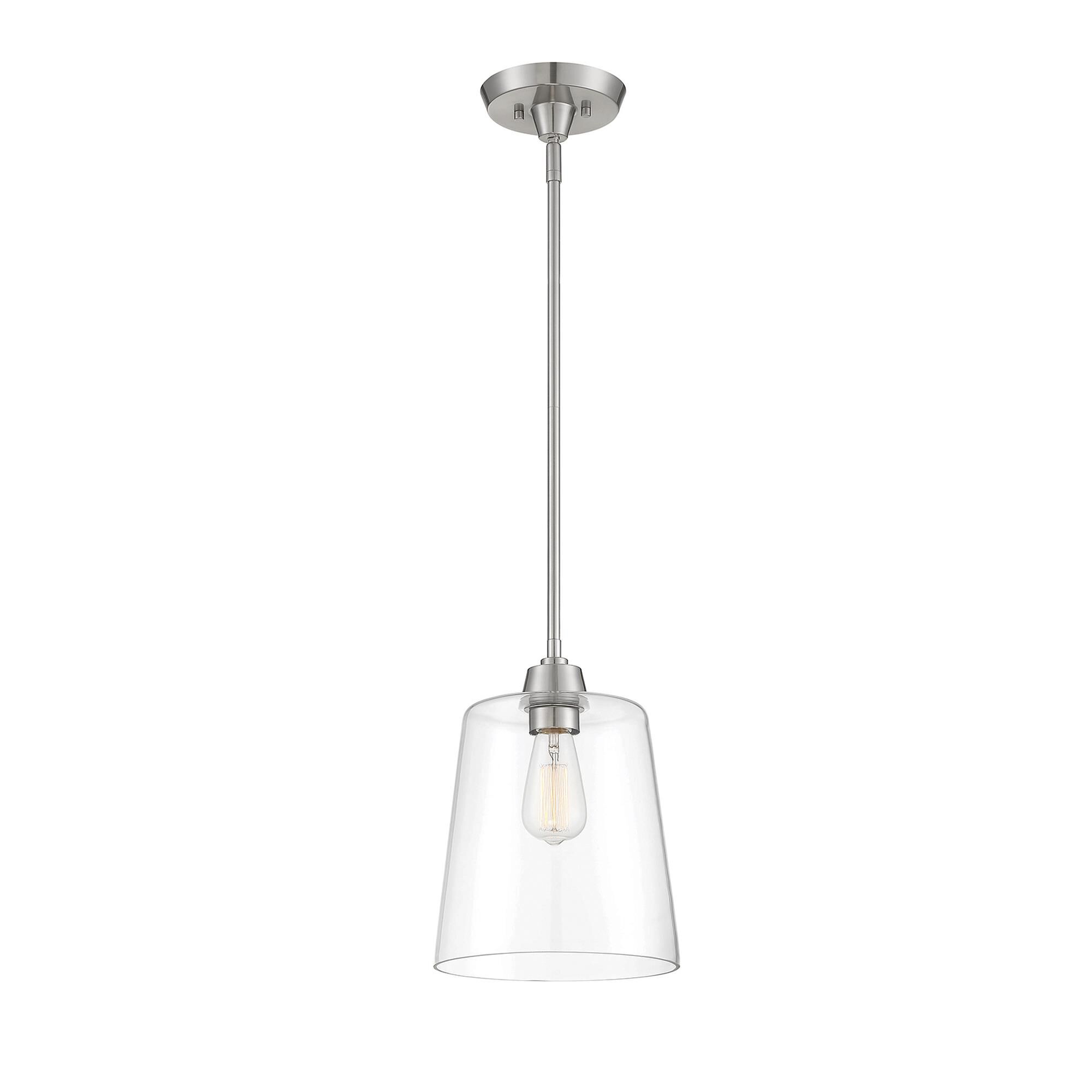 Shown in Brushed Nickel finish and Clear glass