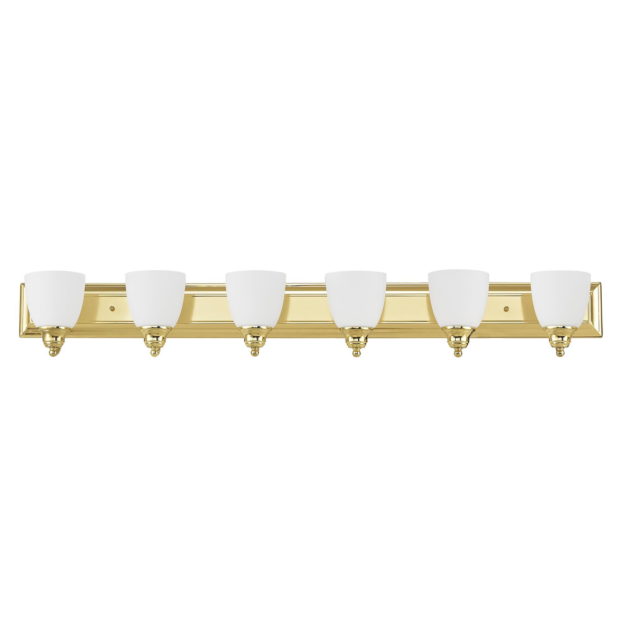 Shown in Polished Brass finish and Hand Blown Satin Opal White glass