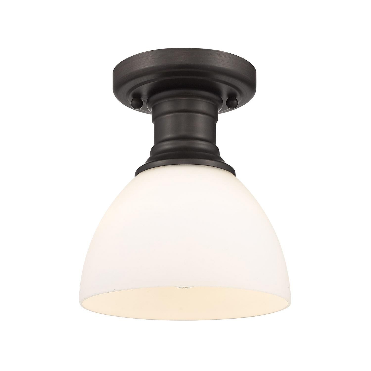 Shown in Rubbed Bronze finish and Opal glass and Opal Glass shade
