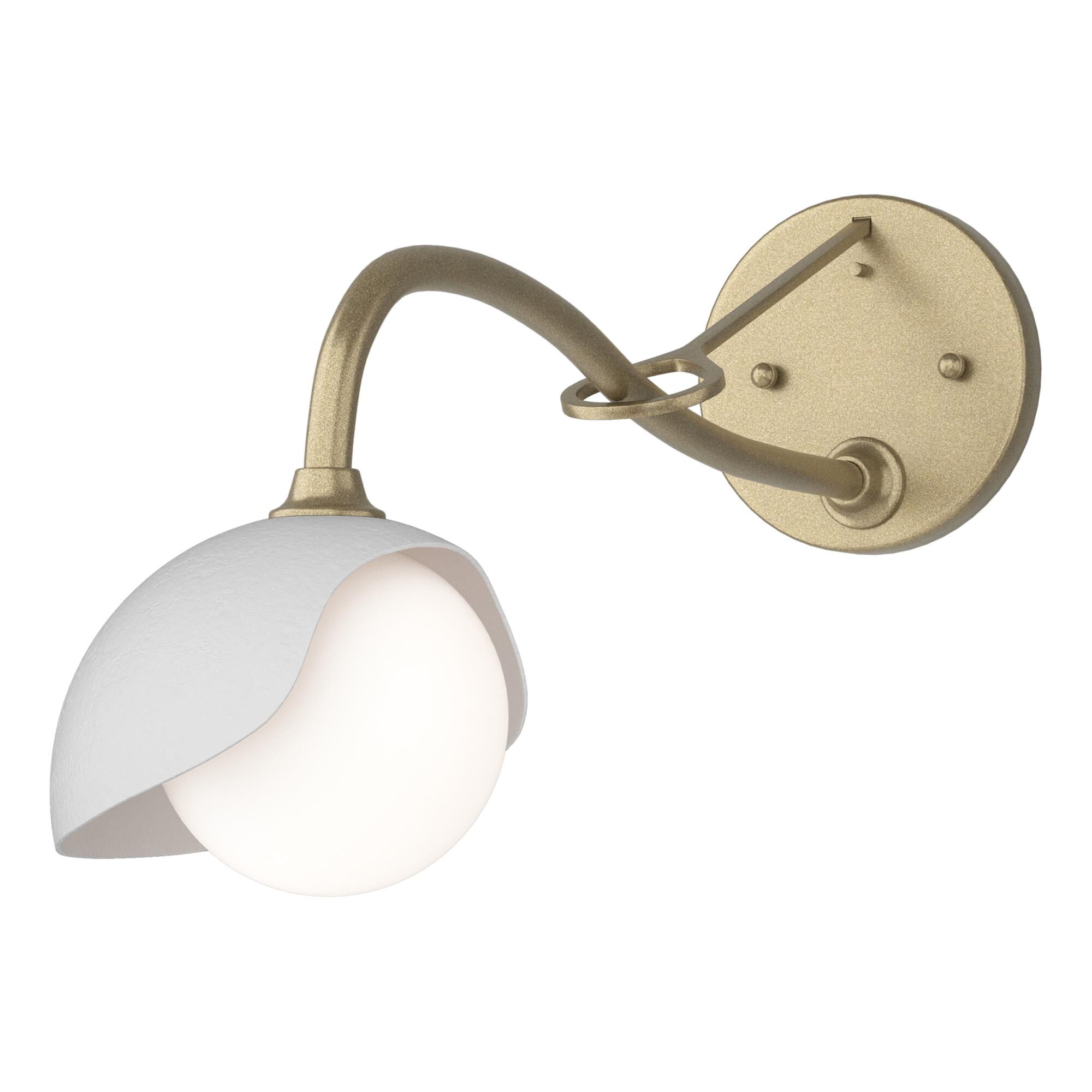 Shown in Soft Gold finish and Opal glass and White accent