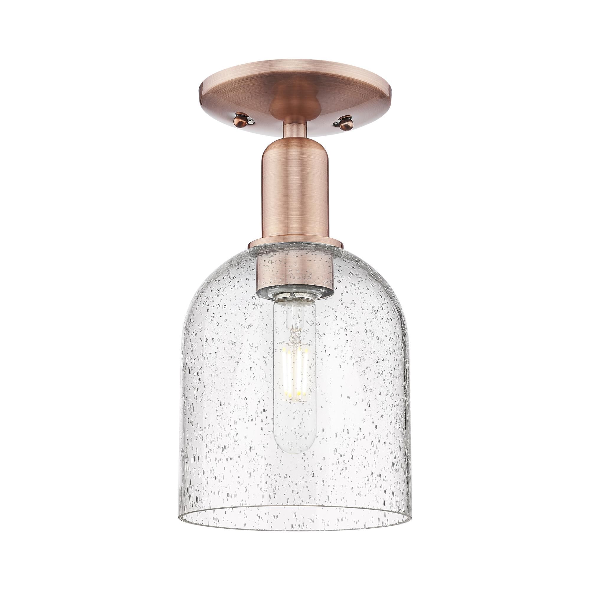 Shown in Antique Copper finish and Seedy glass