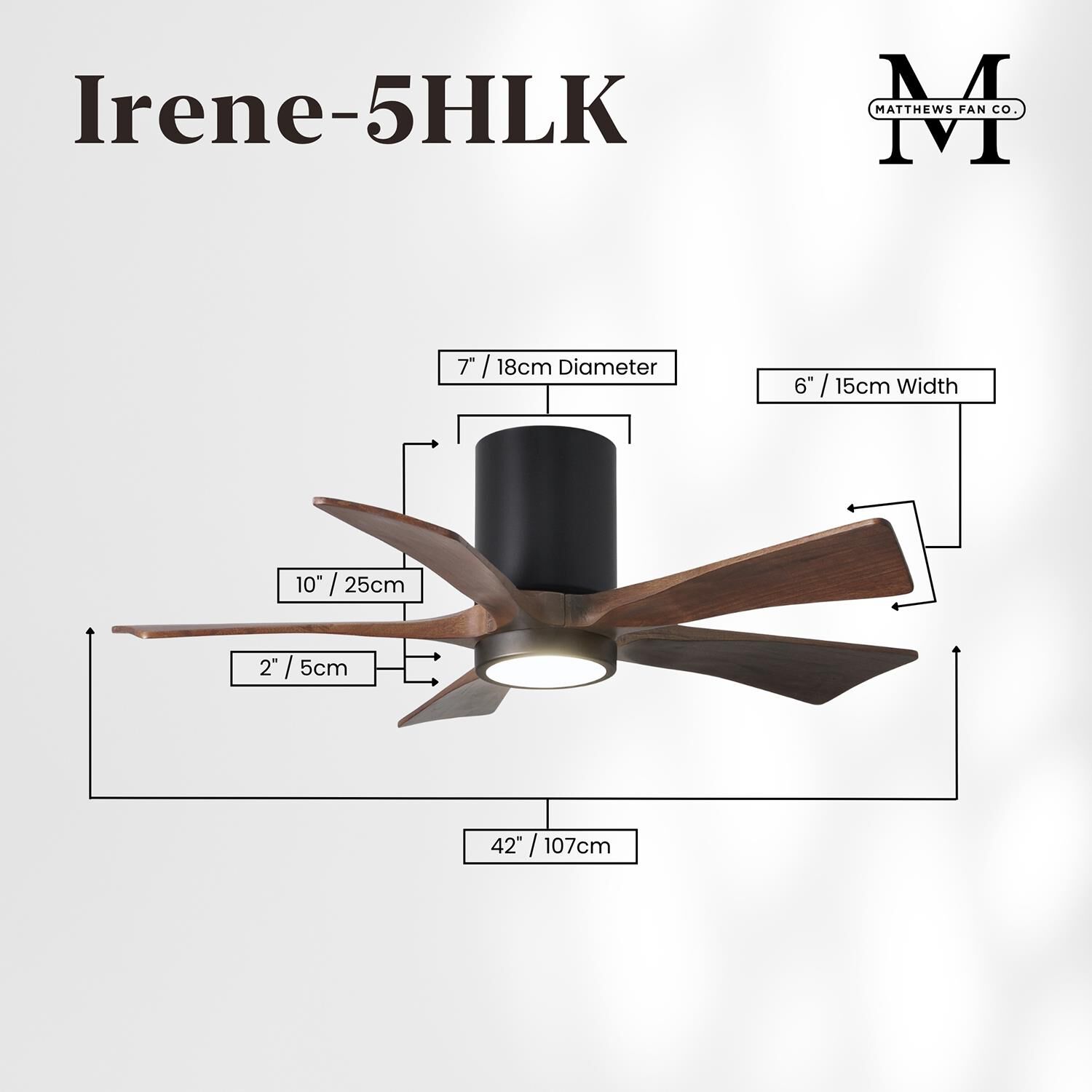 Irene 42 Inch Flush Mount Fan with Light Kit by Matthews Fan Company