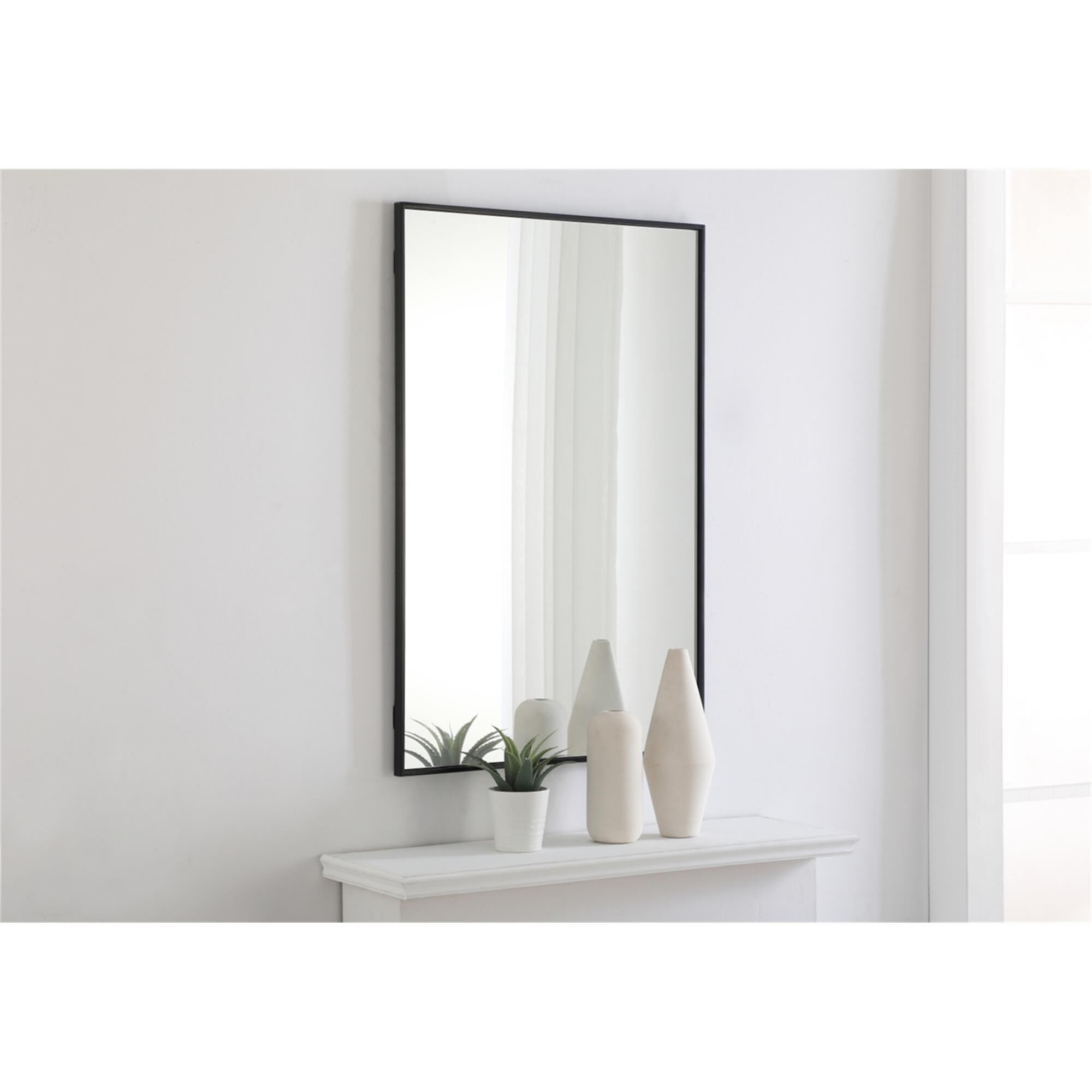 Shown in Black finish and Clear Mirror Beveled glass