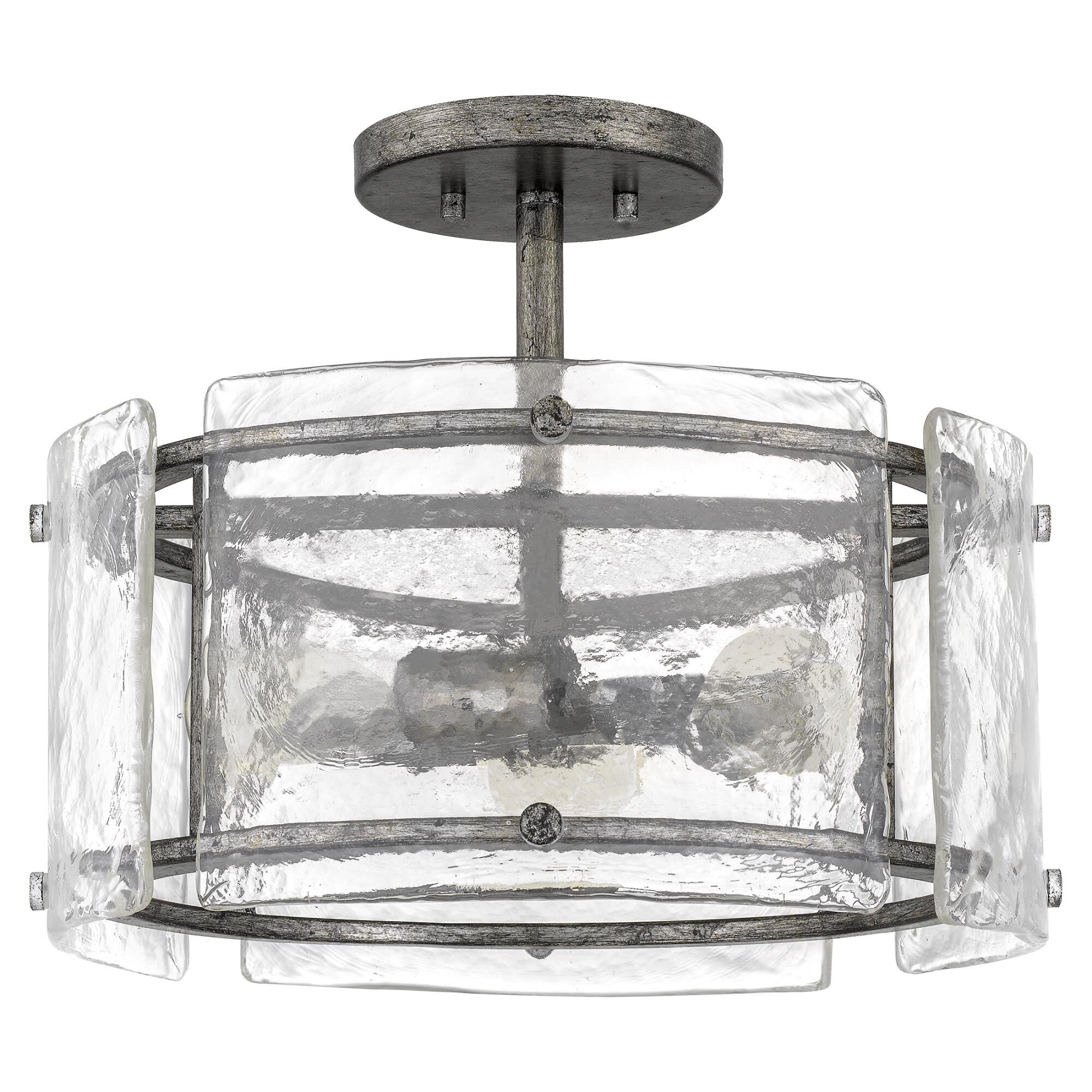 Shown in Mottled Silver finish and Clear Glass shade