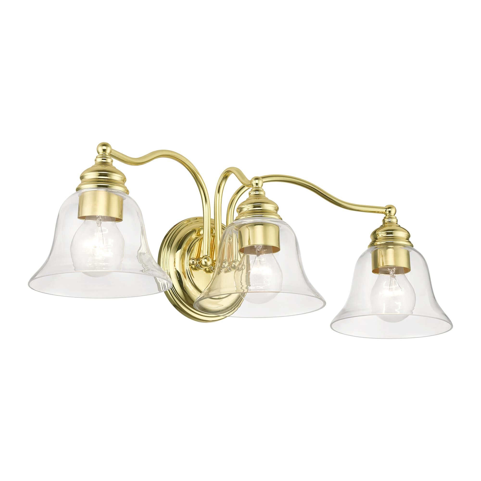 Shown in Polished Brass finish and Hand Blown Clear glass